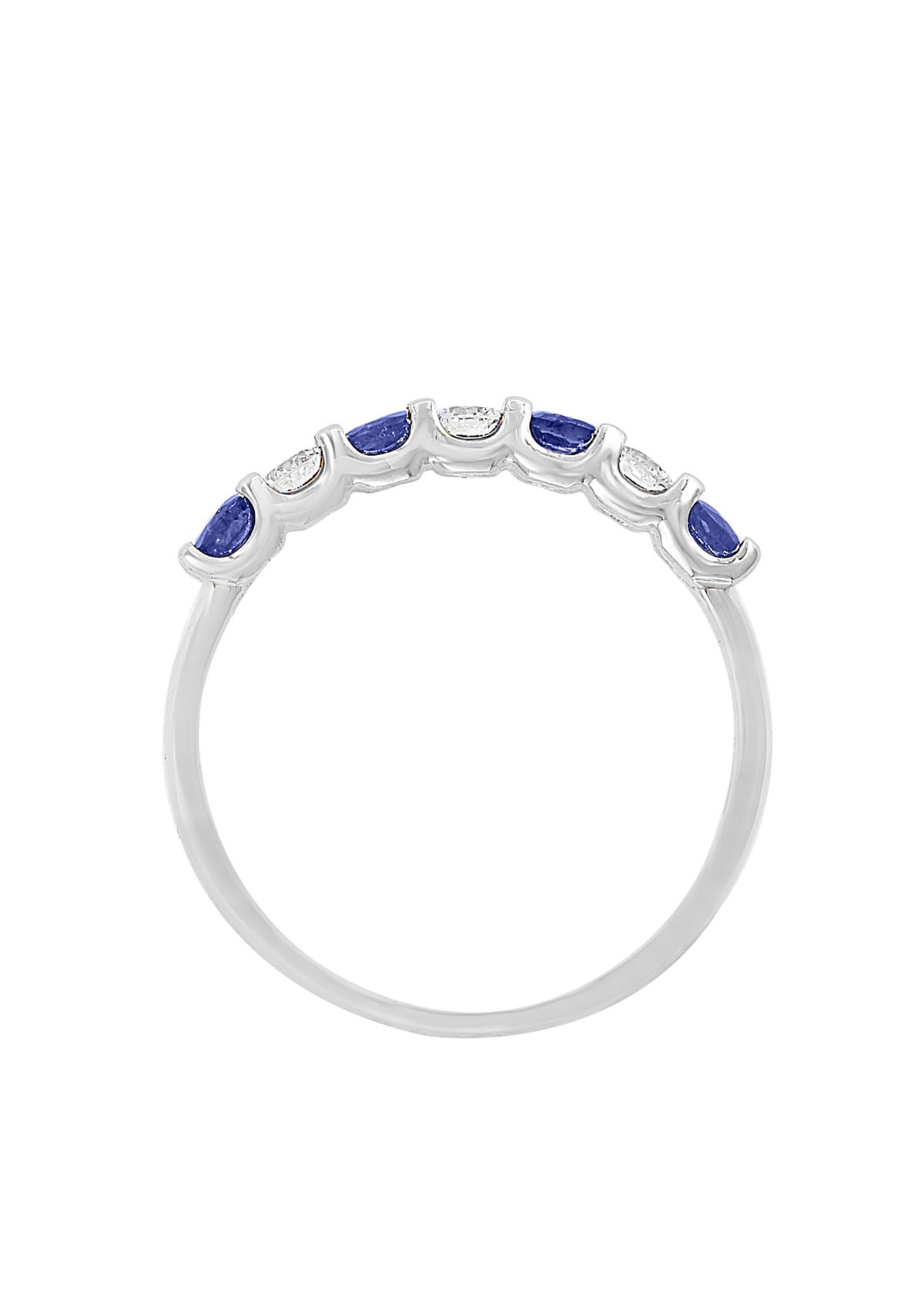 Natural Sapphire and 0.25 ct. t.w. Diamond Band Ring In 14k White Gold