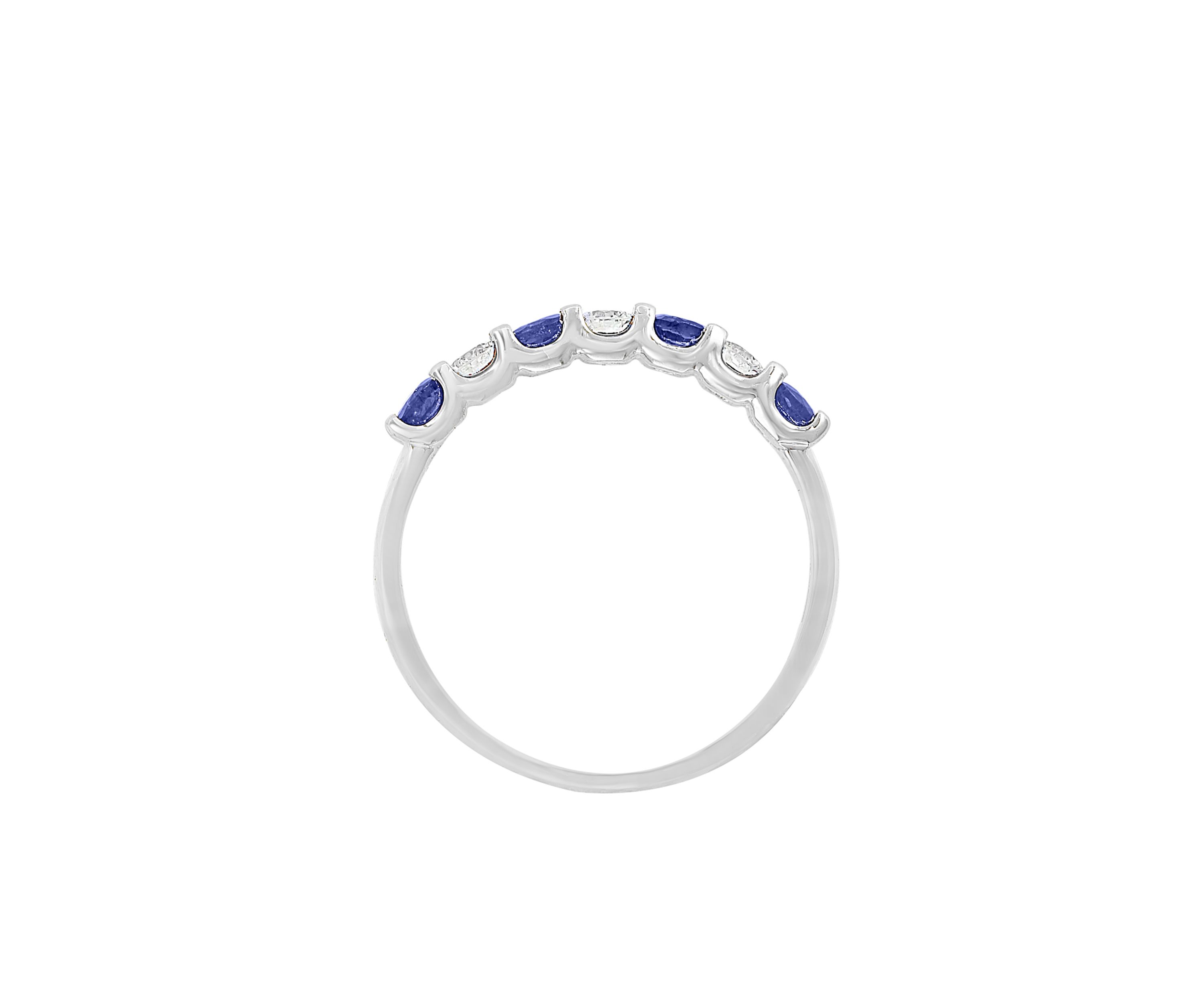 Natural Sapphire and 0.25 ct. t.w. Diamond Band Ring In 14k White Gold