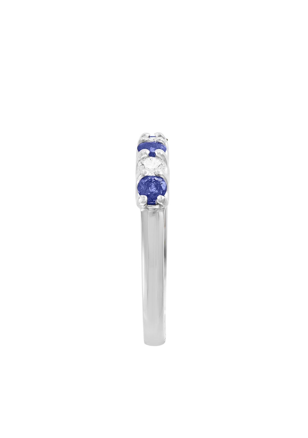Natural Sapphire and 0.25 ct. t.w. Diamond Band Ring In 14k White Gold