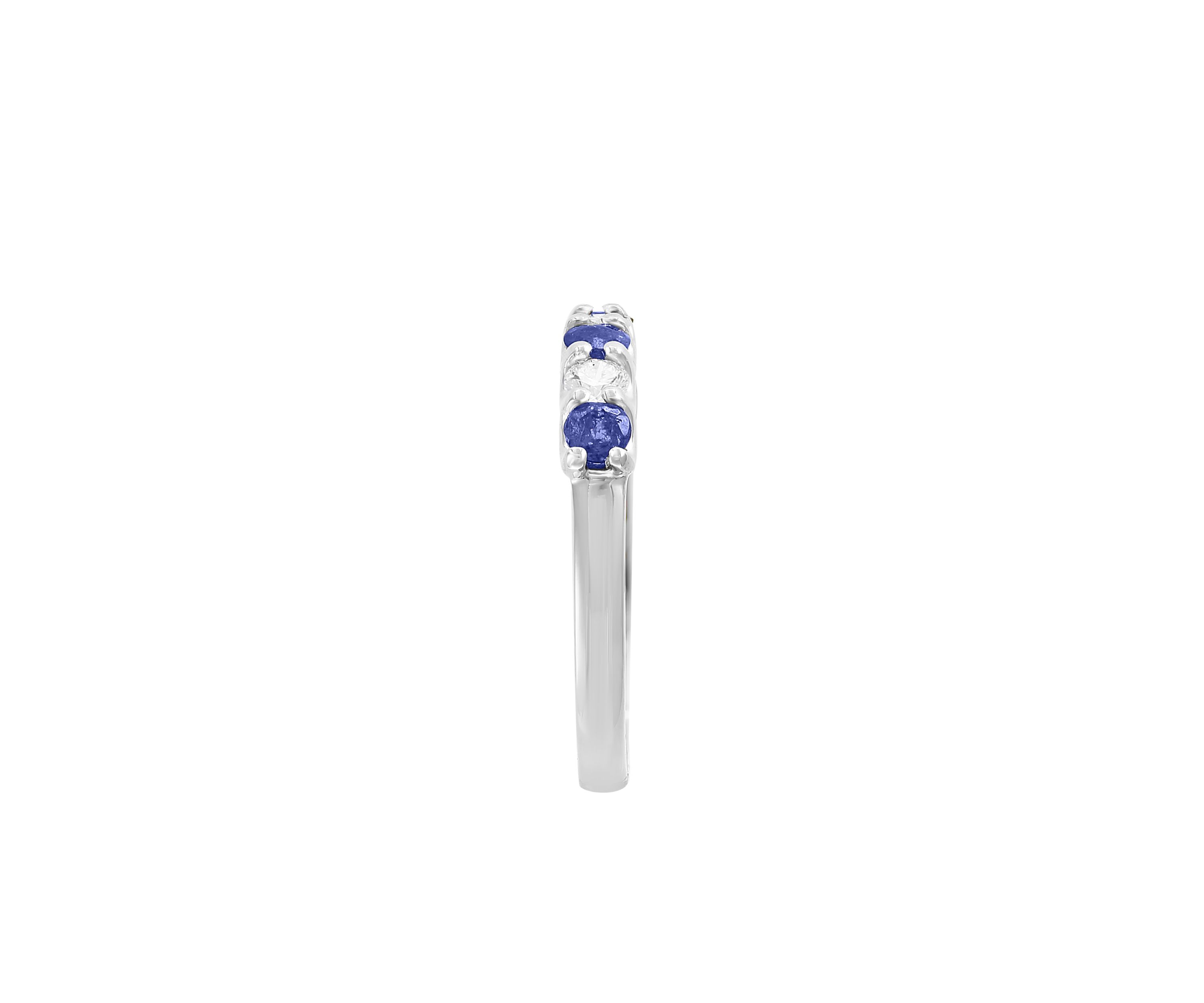 Natural Sapphire and 0.25 ct. t.w. Diamond Band Ring In 14k White Gold