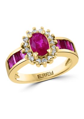 Effy 1/4 Ct. T.w. Diamond And 1.94 Ct. T.w. Ruby Ring In 14K Yellow Gold, 7 -  0191120160122