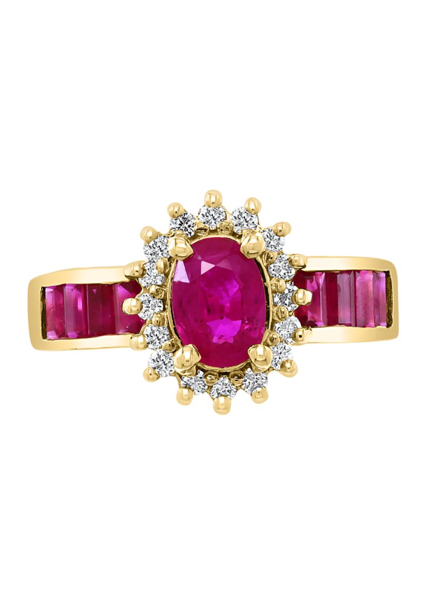 1/4 ct. t.w. Diamond and 1.94 ct. t.w. Ruby Ring in 14K Yellow Gold 
