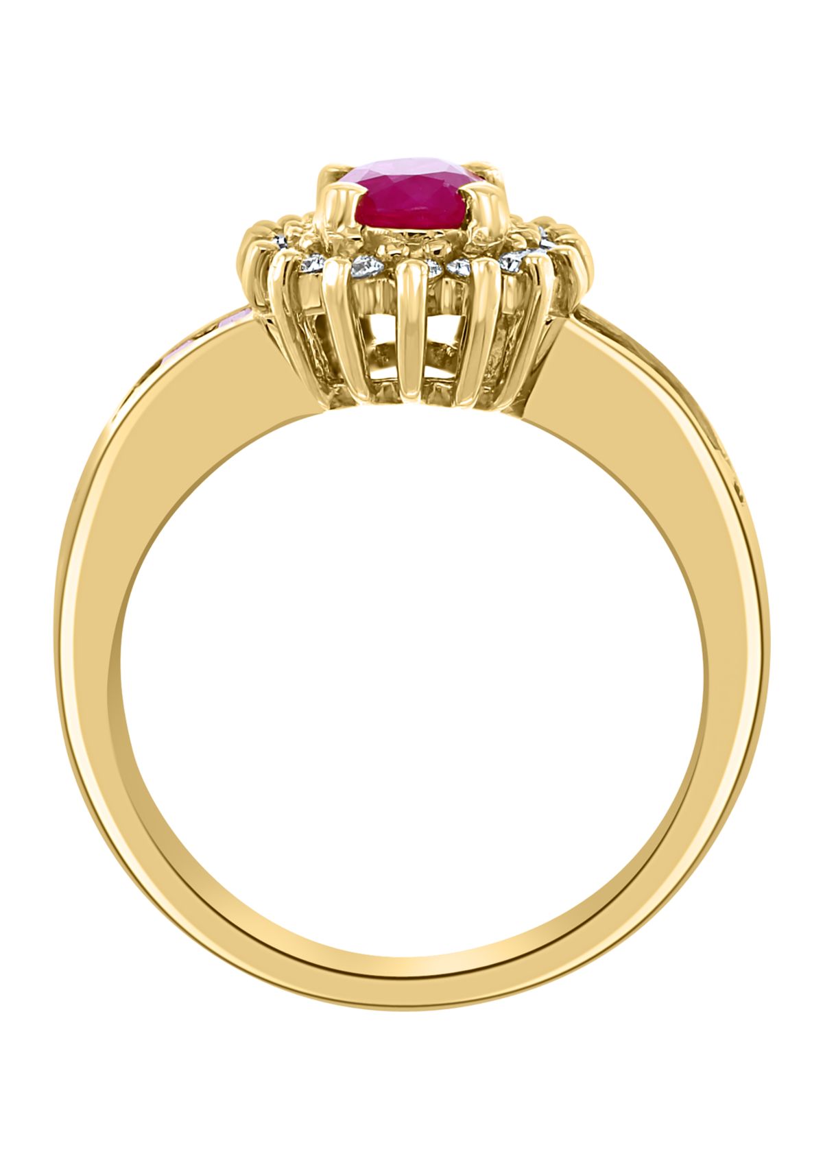 1/4 ct. t.w. Diamond and 1.94 ct. t.w. Ruby Ring in 14K Yellow Gold 