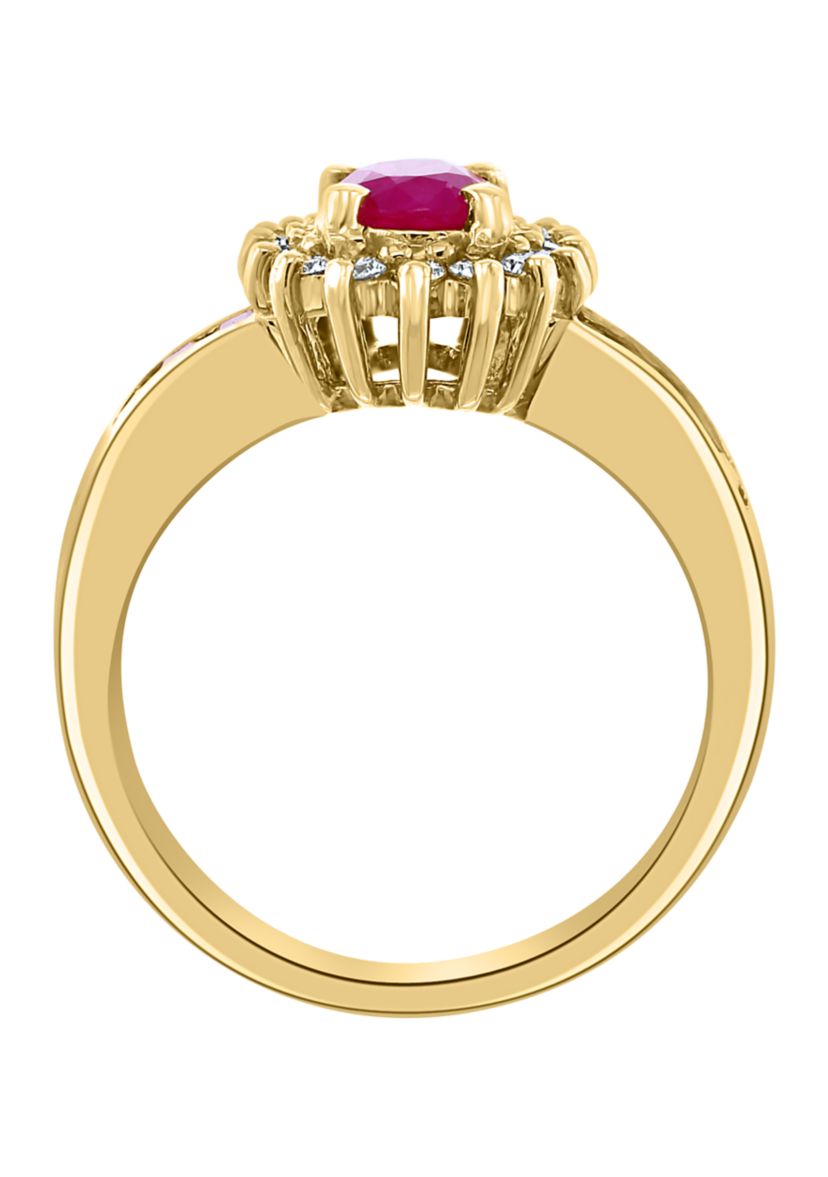 1/4 ct. t.w. Diamond and 1.94 ct. t.w. Ruby Ring in 14K Yellow Gold 