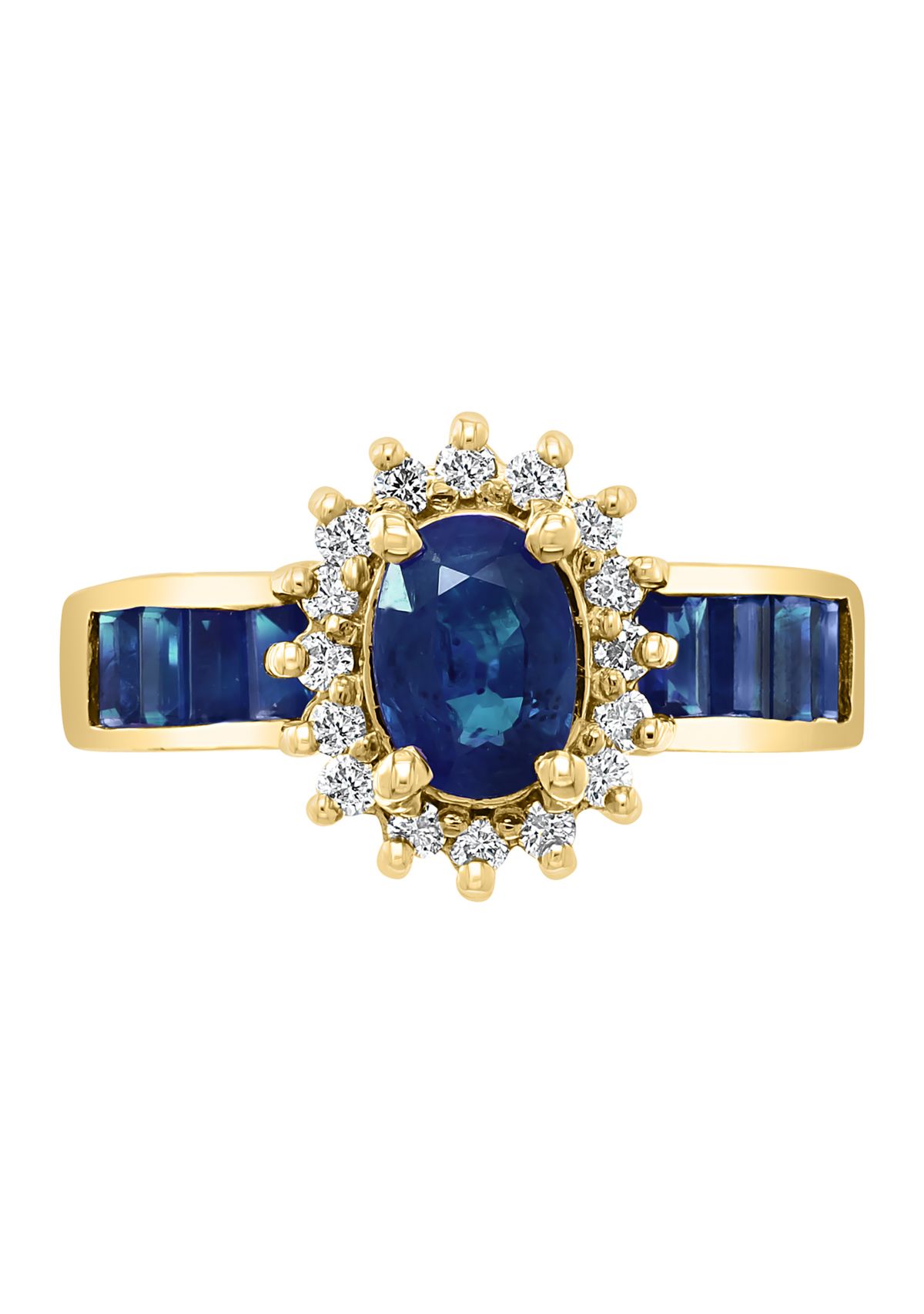 14K Yellow Gold Diamond and Natural Sapphire Ring 