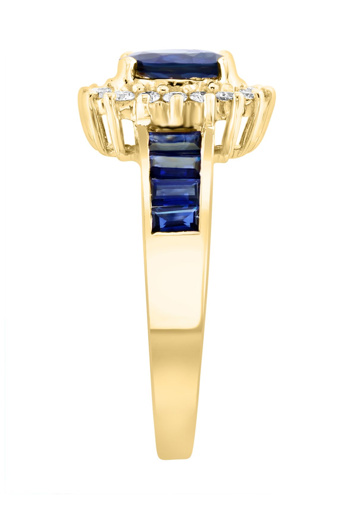 14K Yellow Gold Diamond and Natural Sapphire Ring 