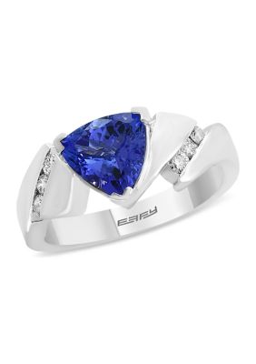 Effy 1/5 Ct. T.w. Diamond And 1.52 Ct. T.w. Tanzanite Ring In 14K White Gold, 7 -  0607649803483