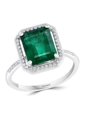 Effy 2.95 Ct. T.w. Natural Emeralds And 1/6 Ct. T.w. Diamonds Ring In 14K White Gold