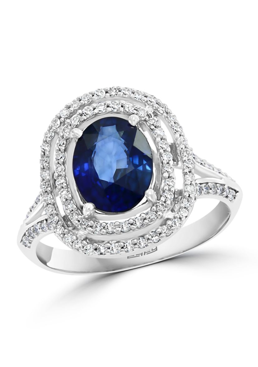 1.42 ct. t.w. Natural Diffused Ceylon Sapphire and 3/8 ct. t.w. Diamond Ring in 14K White Gold