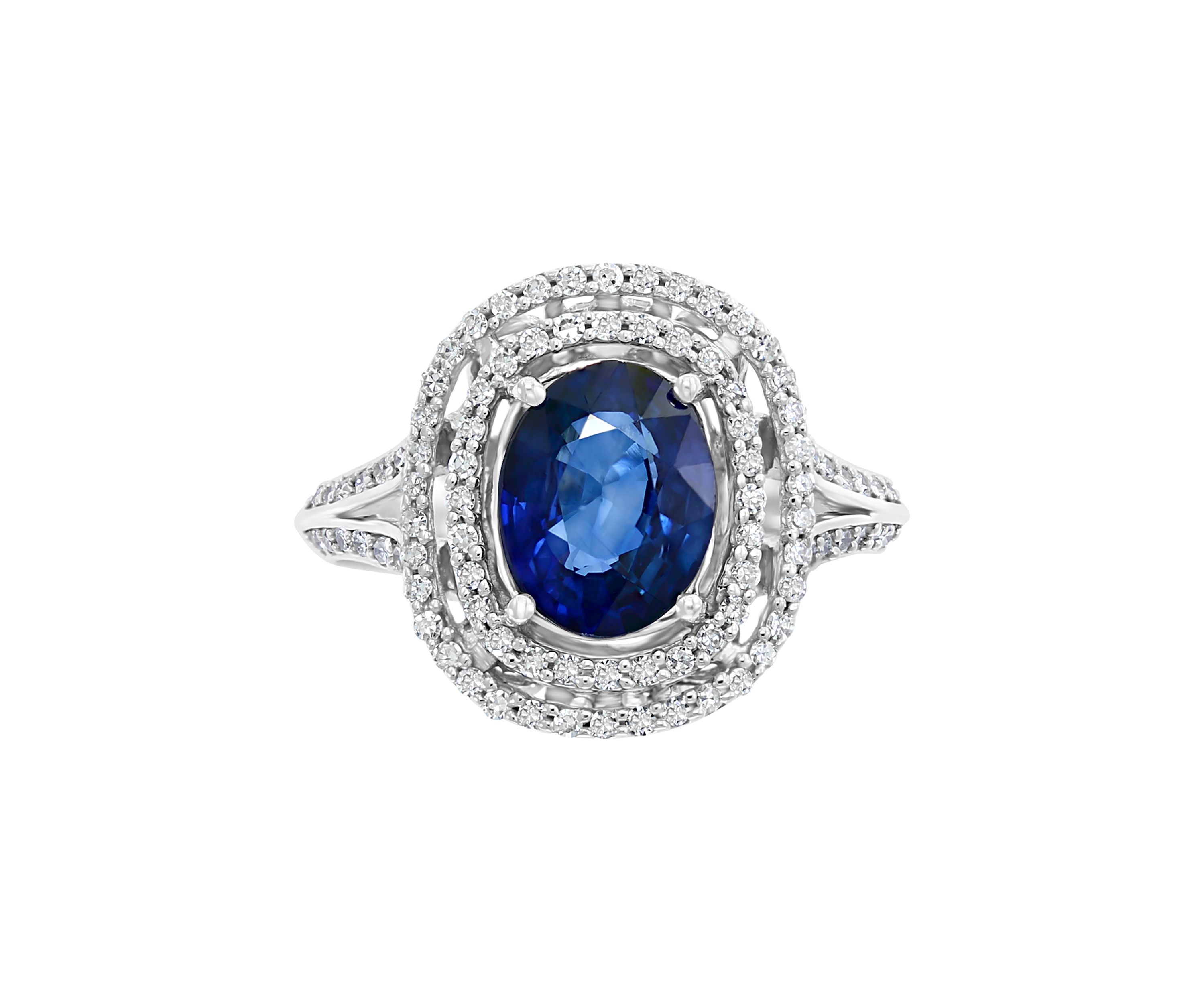 1.42 ct. t.w. Natural Diffused Ceylon Sapphire and 3/8 ct. t.w. Diamond Ring in 14K White Gold