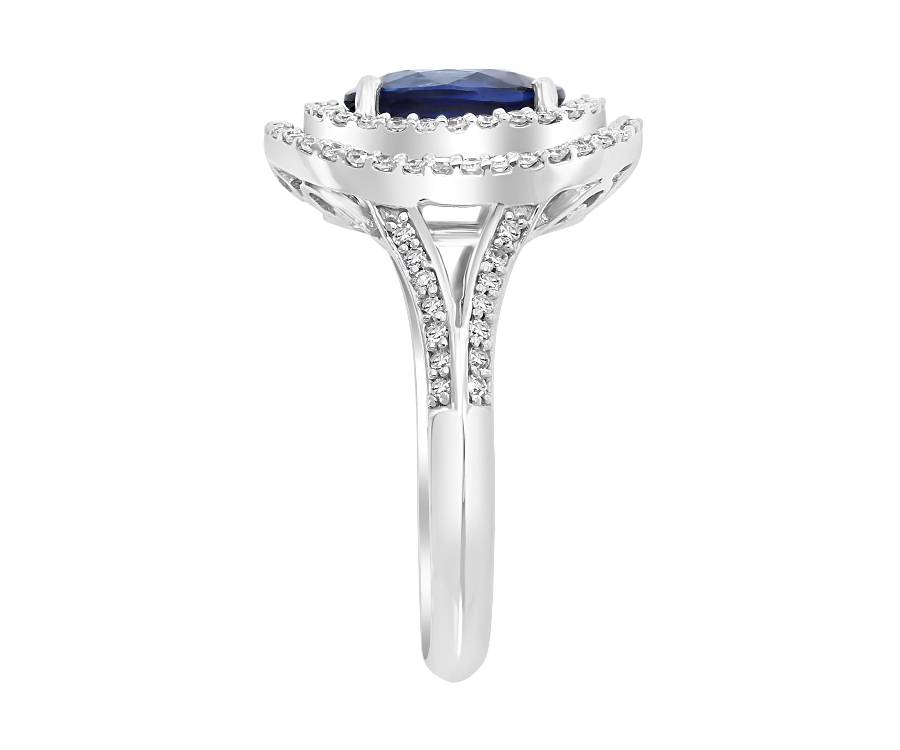 1.42 ct. t.w. Natural Diffused Ceylon Sapphire and 3/8 ct. t.w. Diamond Ring in 14K White Gold