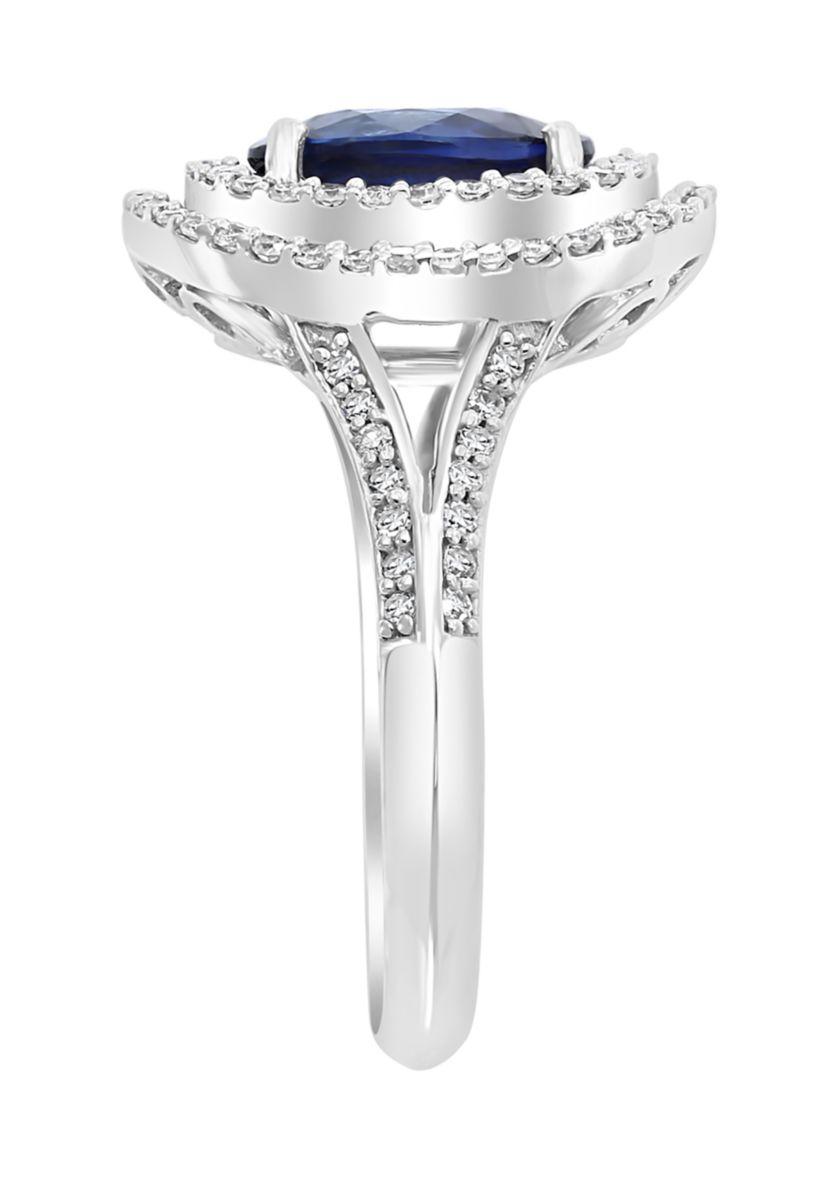 1.42 ct. t.w. Natural Diffused Ceylon Sapphire and 3/8 ct. t.w. Diamond Ring in 14K White Gold