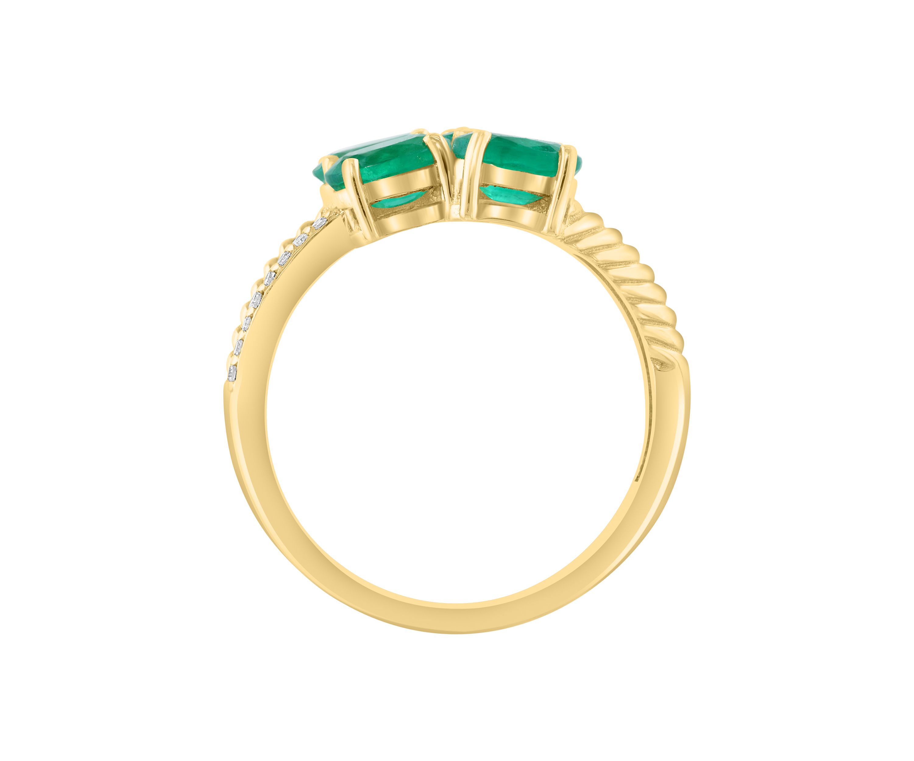 1/8 ct. t.w. Diamond and Emerald Ring in 14K Yellow Gold