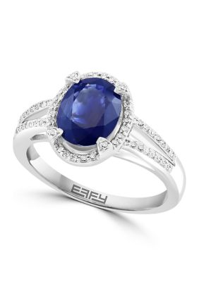 Effy 14K Yellow Gold Diamond And Natural Sapphire Ring