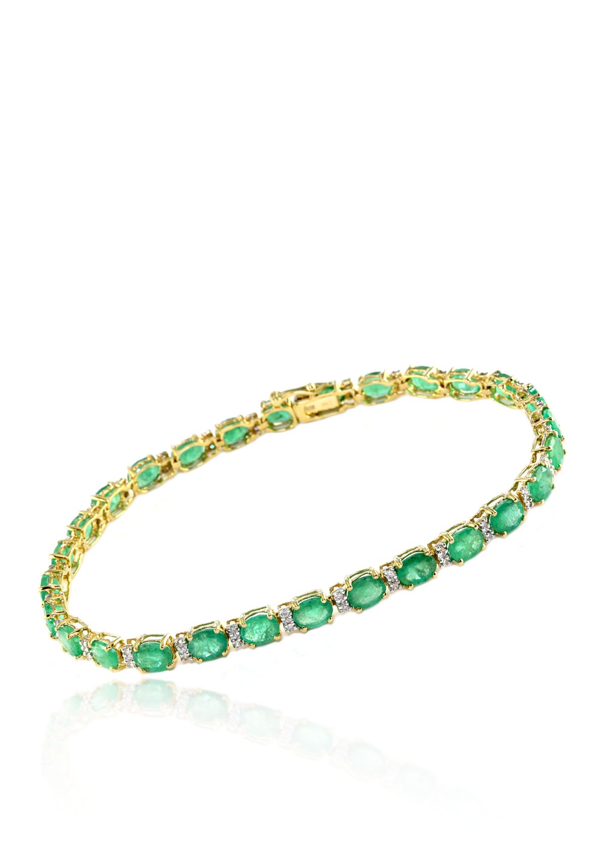 Emerald and Diamond Bracelet in 14K Yellow Gold