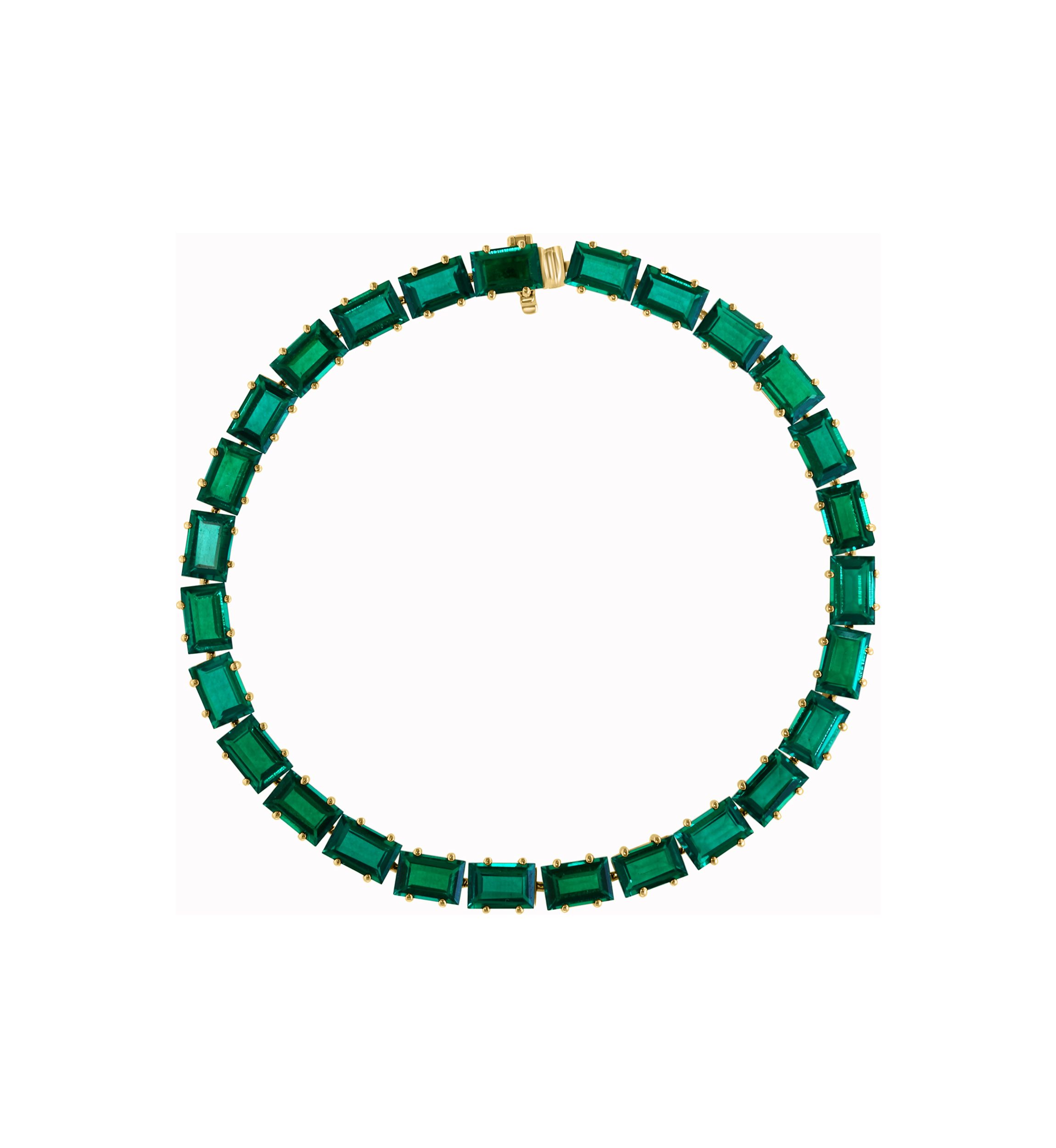Lab Grown Emerald Bracelet in 14K Yellow Gold