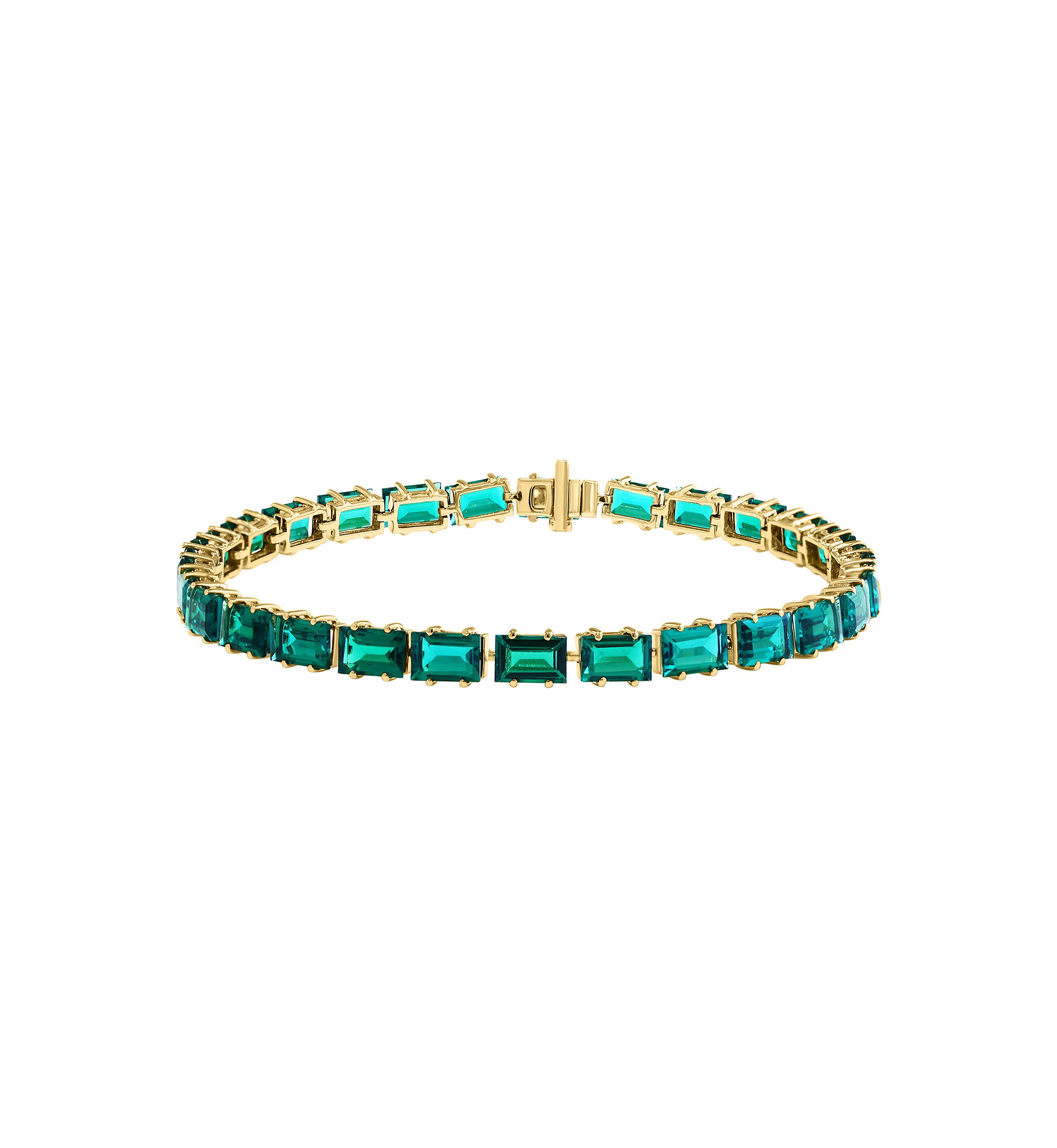 Lab Grown Emerald Bracelet in 14K Yellow Gold