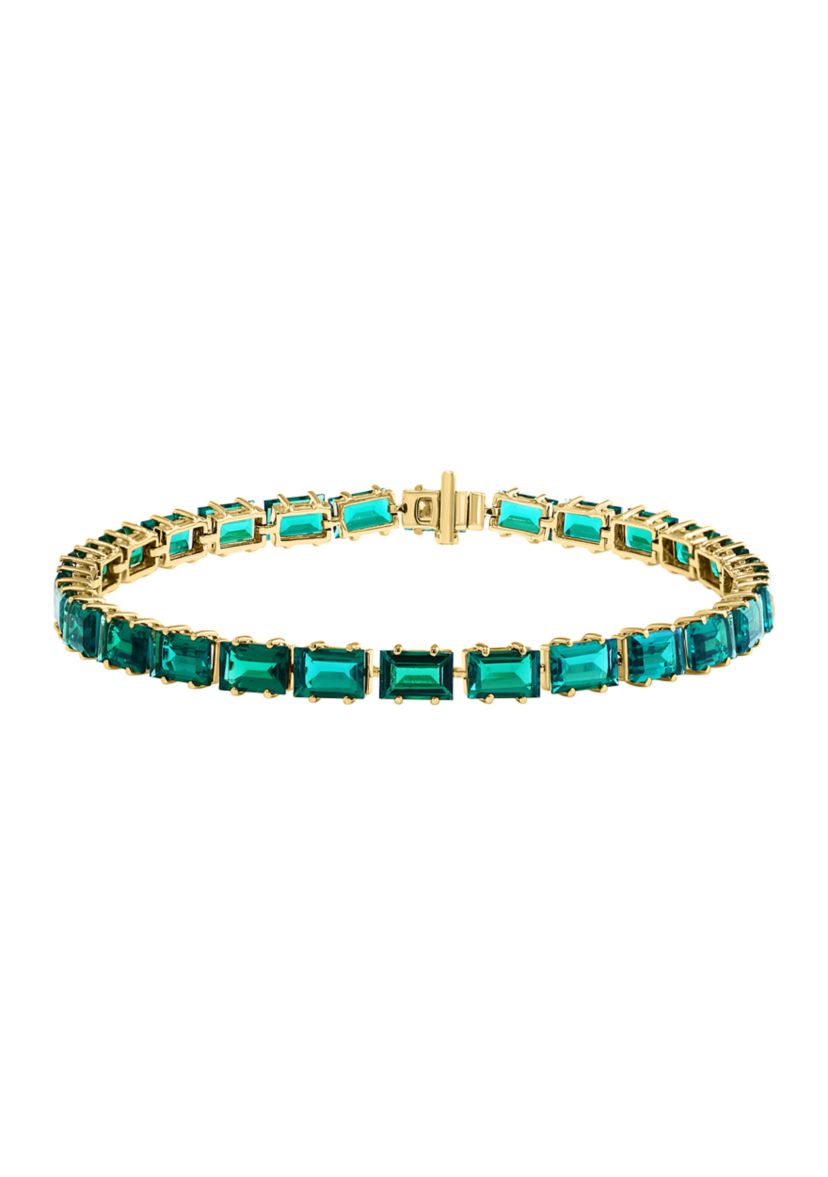 Lab Grown Emerald Bracelet in 14K Yellow Gold