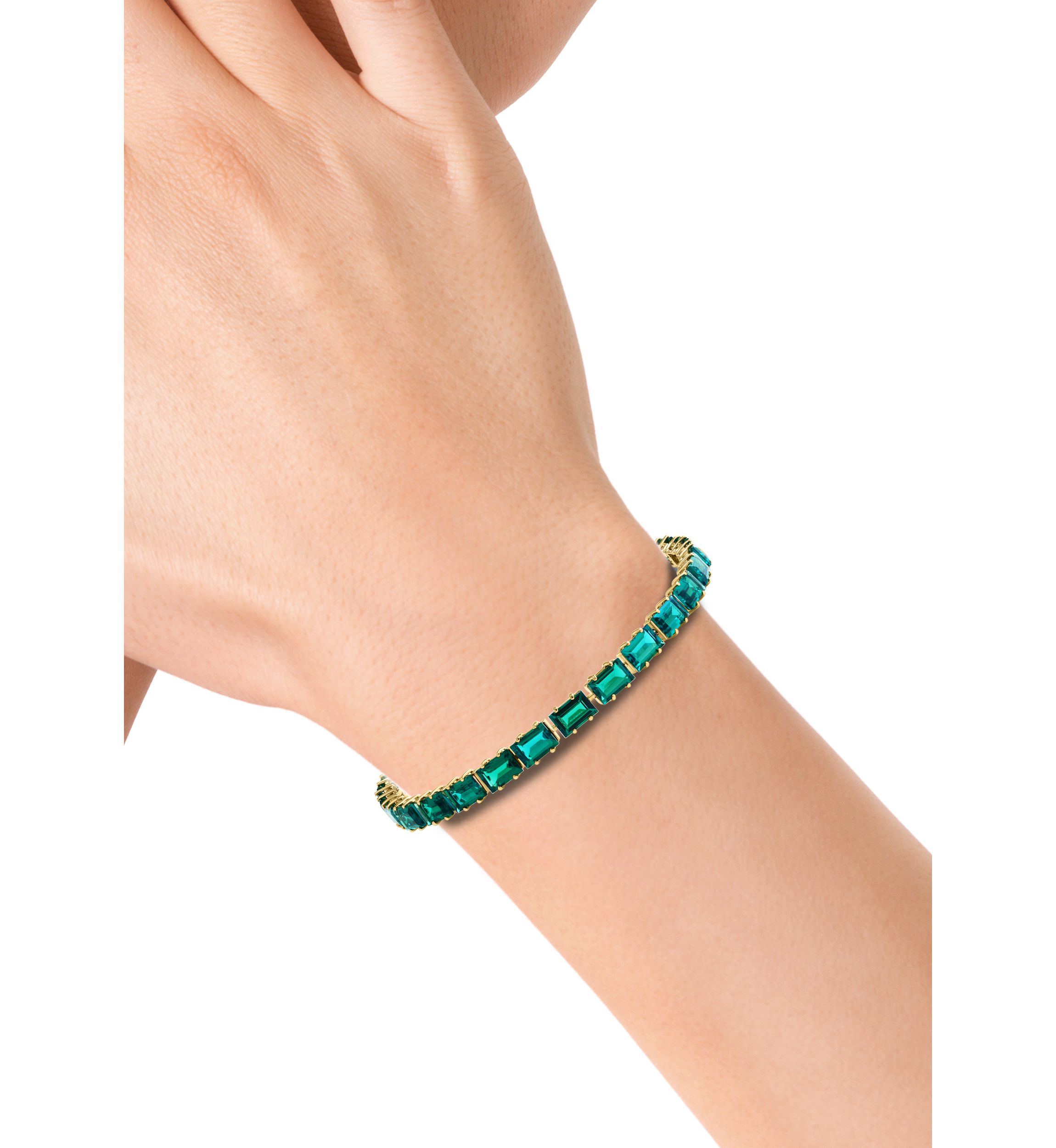 Lab Grown Emerald Bracelet in 14K Yellow Gold