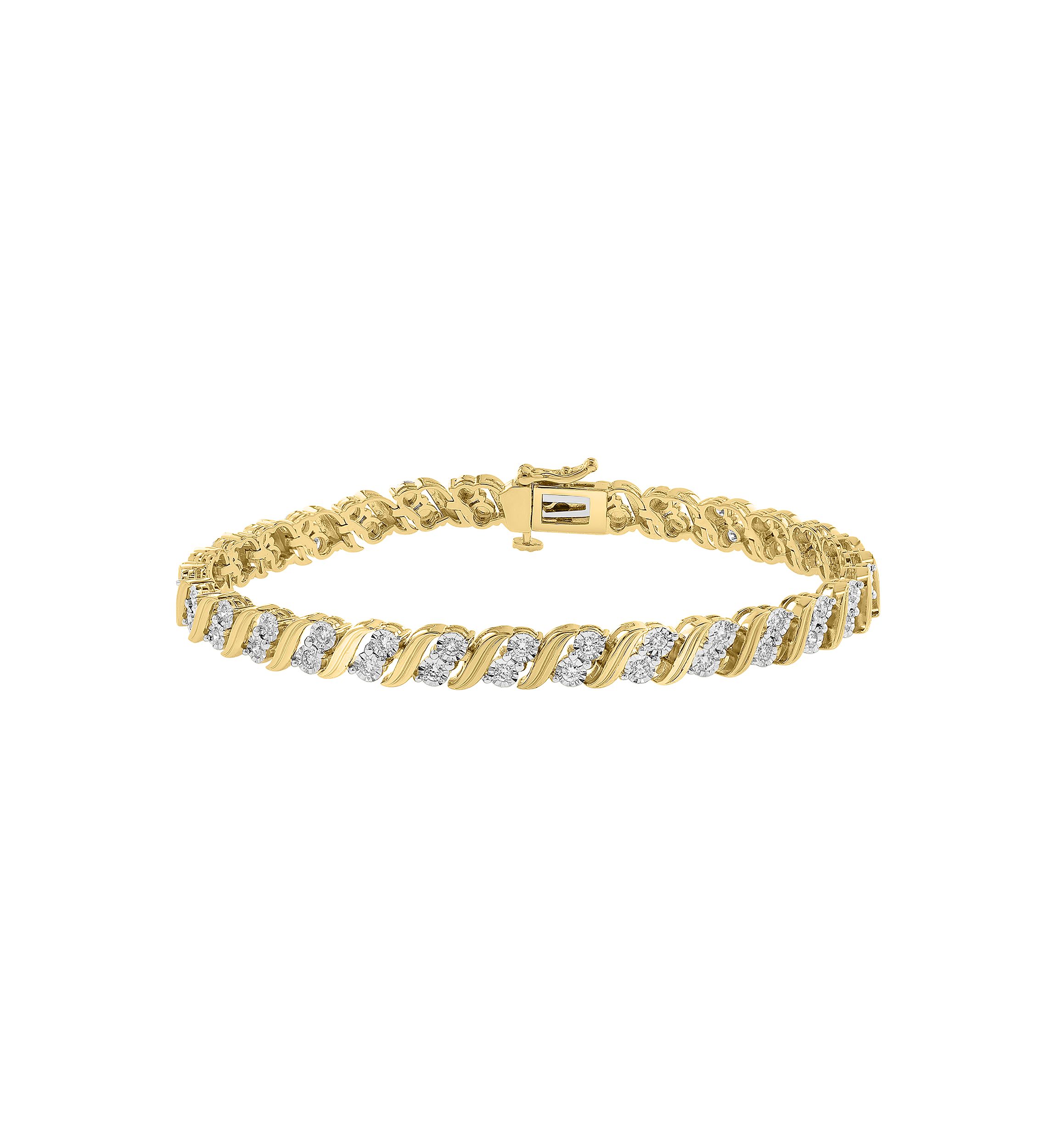 14KY Gold Plated Lab Grown Diamond Bracelet 