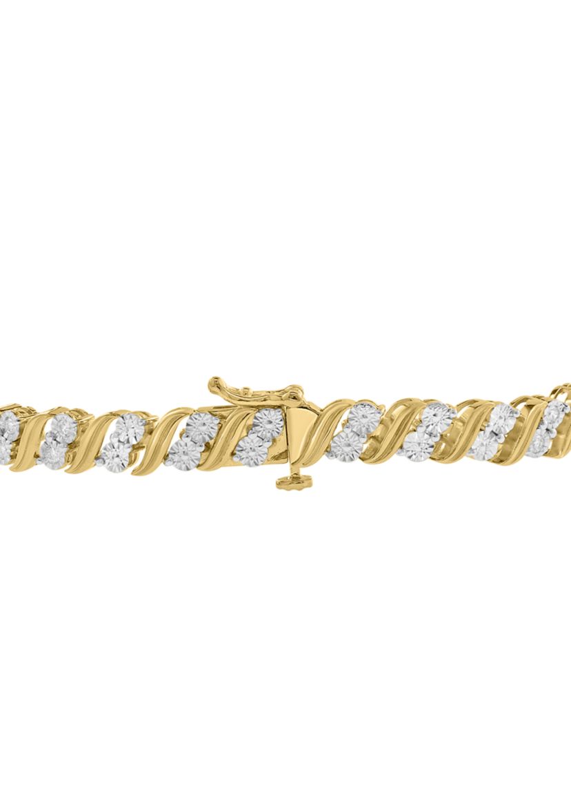 14KY Gold Plated Lab Grown Diamond Bracelet 