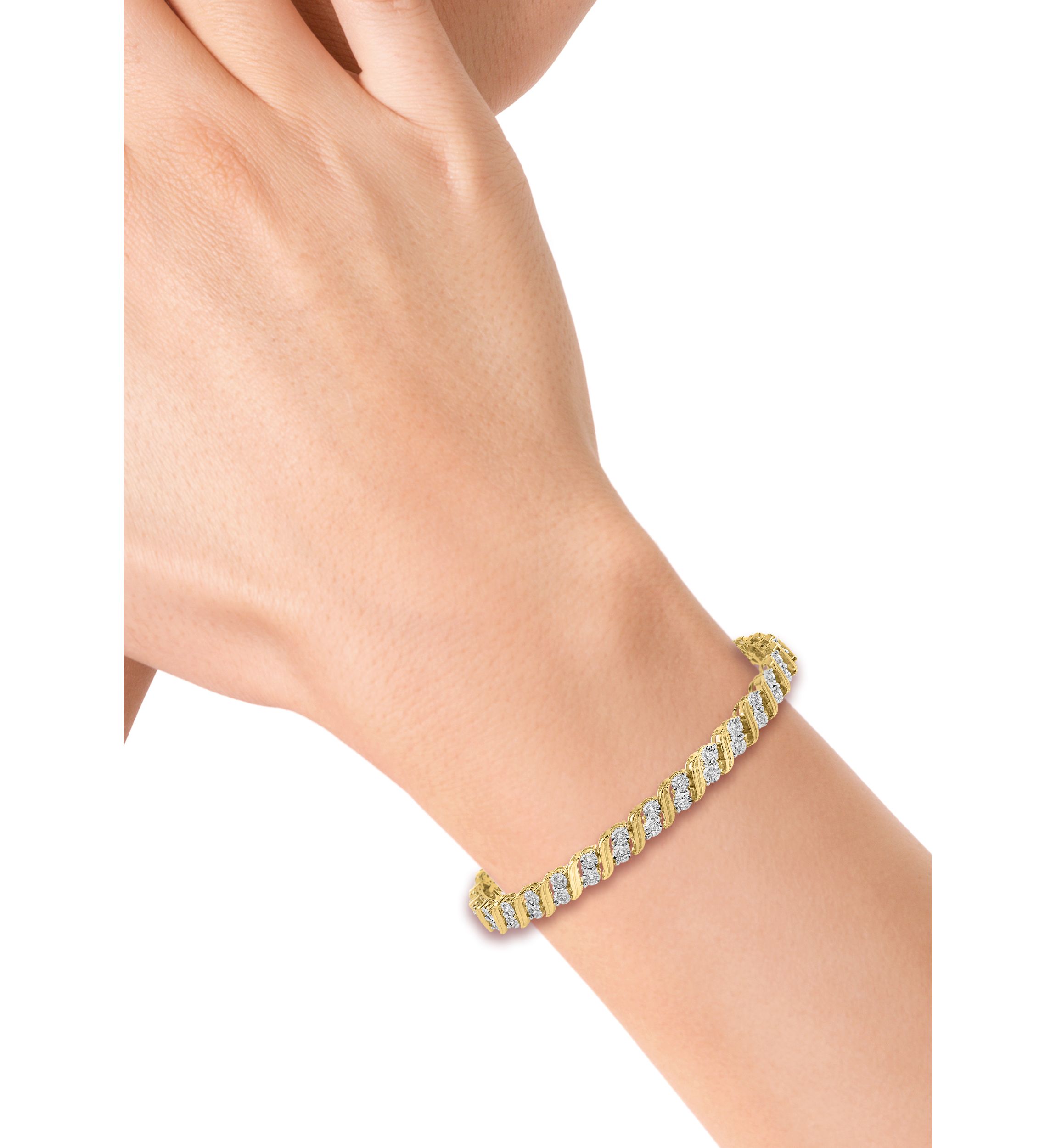 14KY Gold Plated Lab Grown Diamond Bracelet 