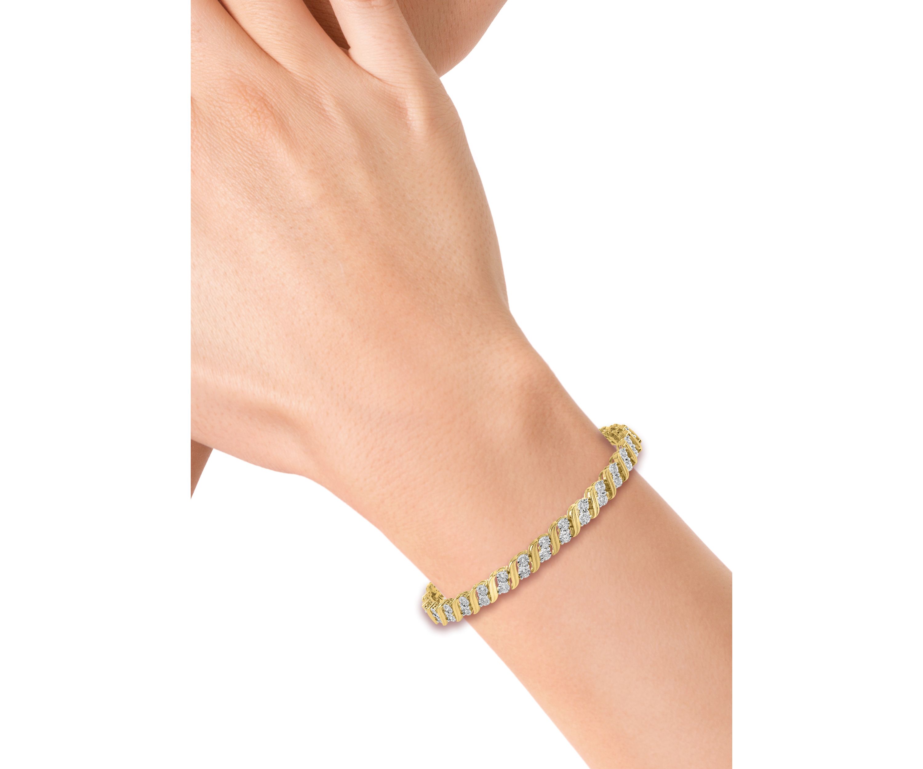 14KY Gold Plated Lab Grown Diamond Bracelet 