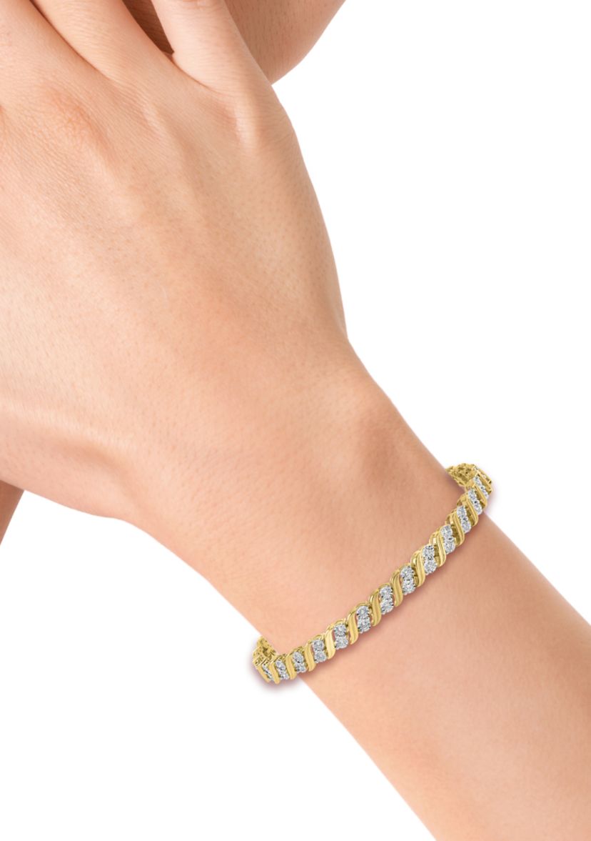 14KY Gold Plated Lab Grown Diamond Bracelet 