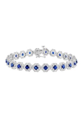 Effy Sterling Silver Miracle Set Diamond And Natural Sapphire Bracelet