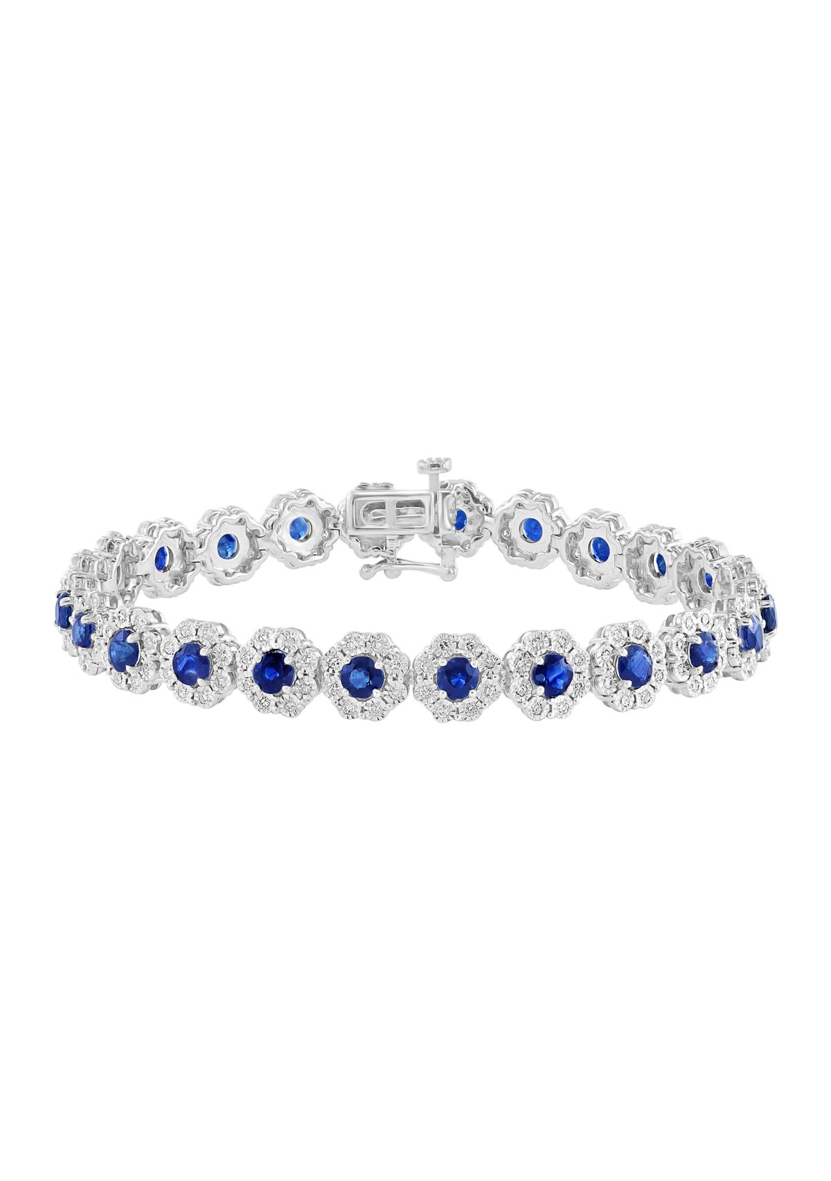 Sterling Silver Miracle Set Diamond and Natural Sapphire Bracelet
