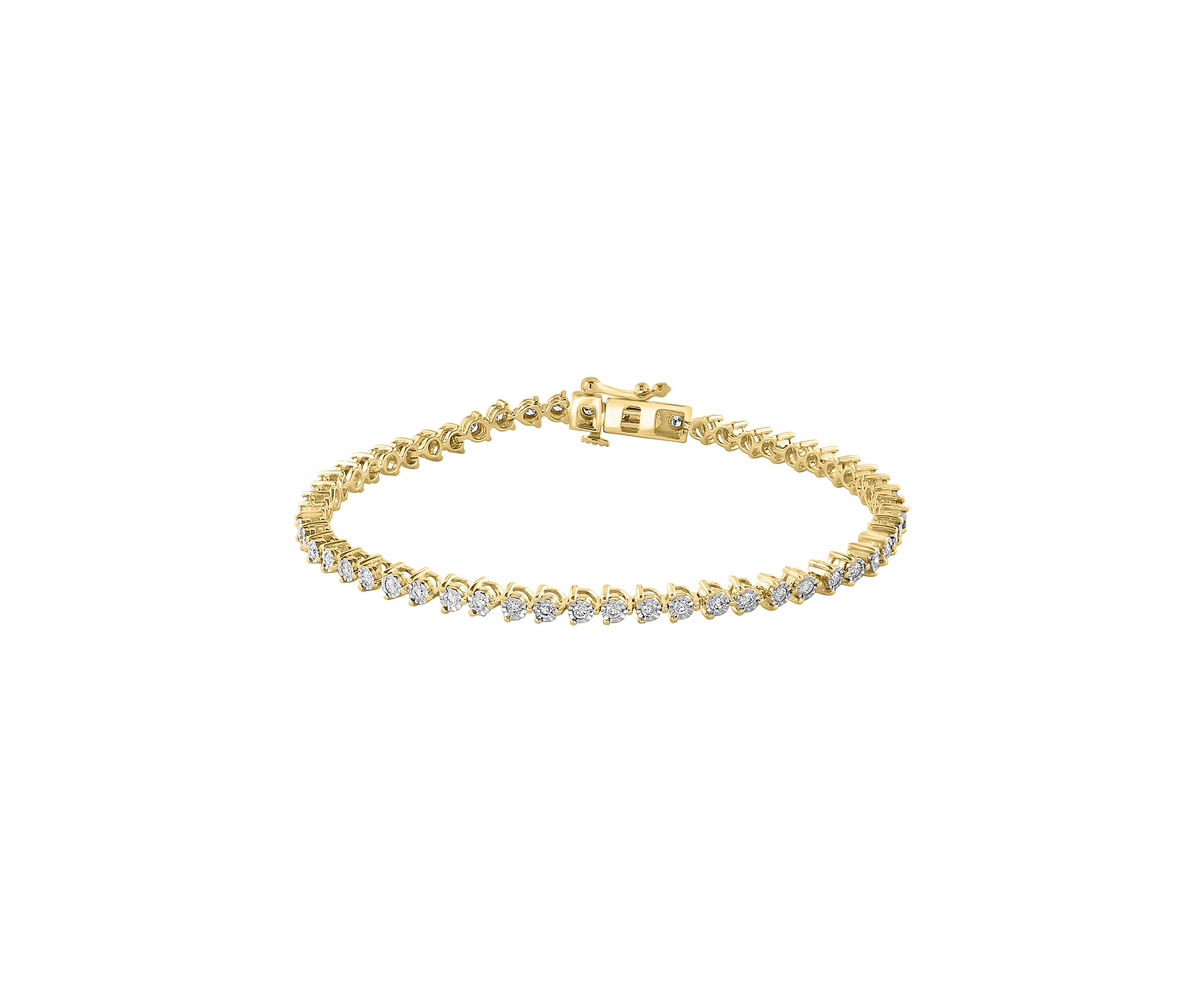 14K Two-Tone Gold Diamond Miracle Set Tennis Bracelet 