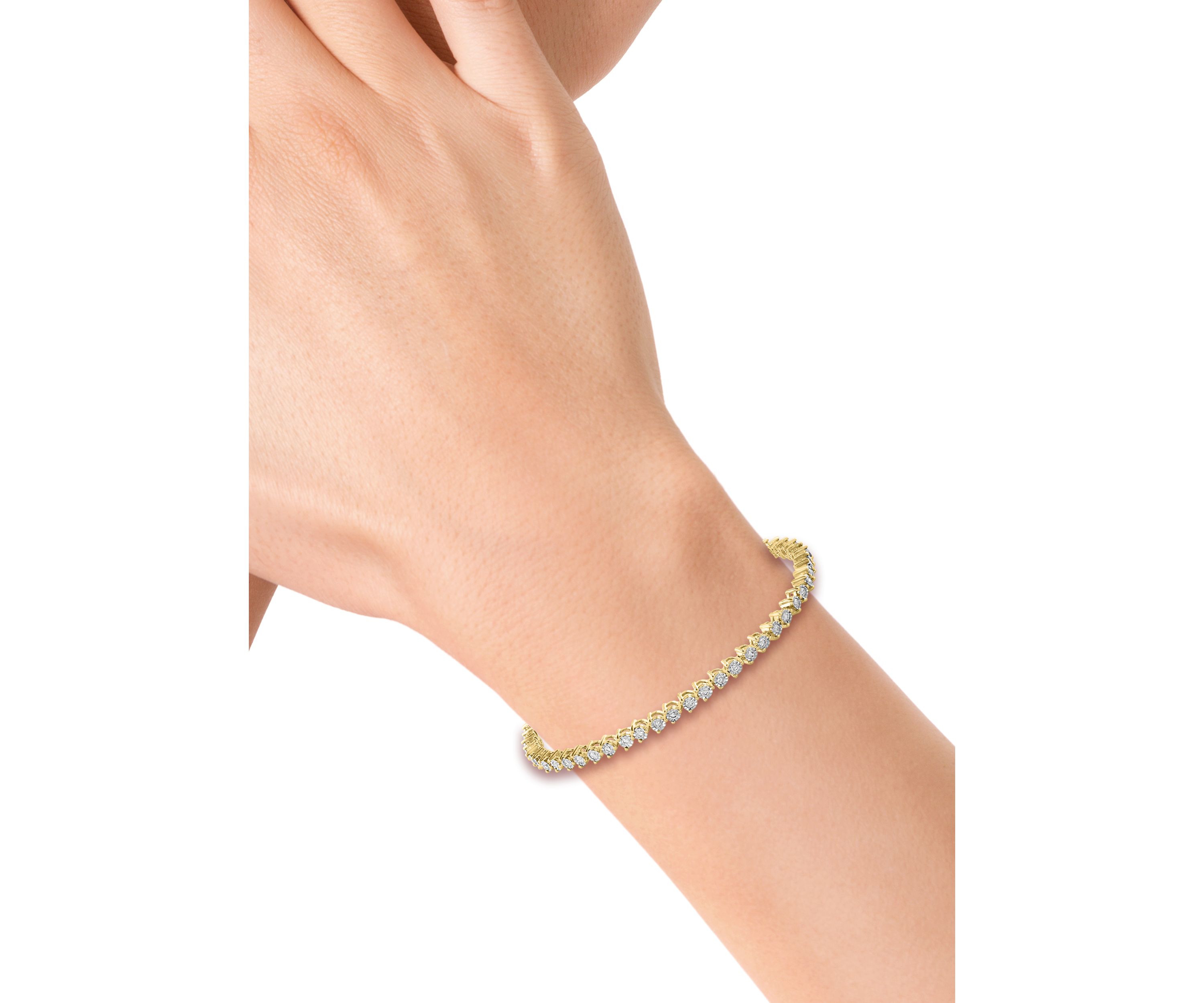 14K Two-Tone Gold Diamond Miracle Set Tennis Bracelet 