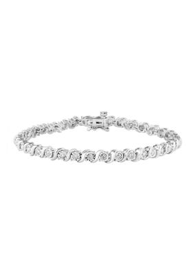 Effy 1/2 Ct. T.w. Miracle Set S Design Diamond Tennis Bracelet In Sterling Silver