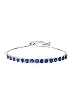 Effy 1/2 Ct. T.w. Diamond And 2.8 Ct. T.w. Sapphire Bolo Bracelet In 14K White Gold -  0191120134772