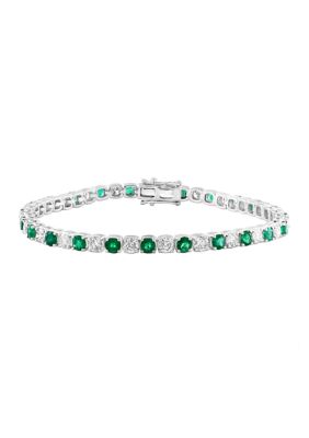 Effy Diamond And Emerald Bracelet In 14K White Gold