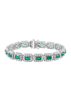 Effy Diamond And Emerald Bracelet In 14K White Gold