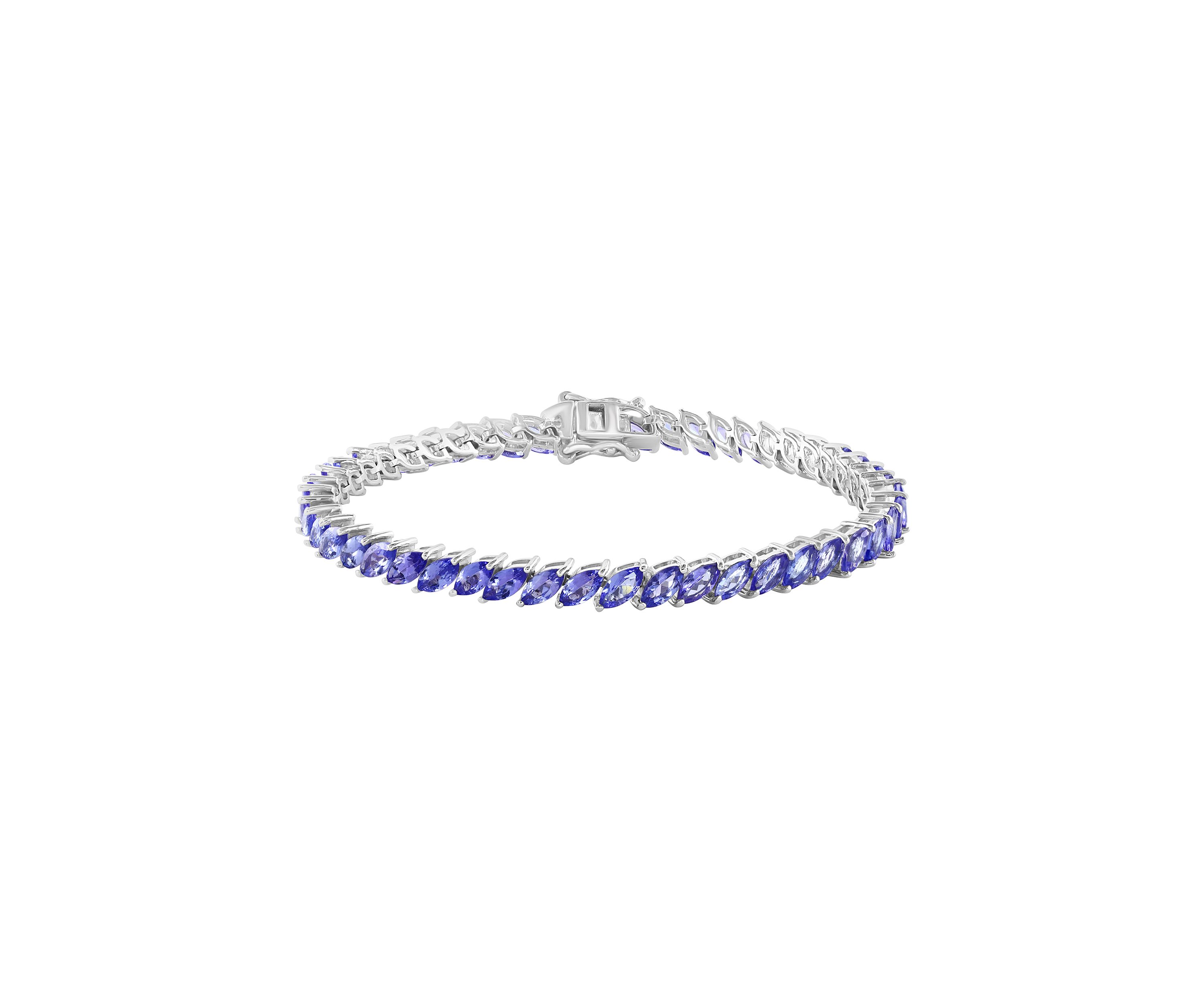 Marquise Tanzanite Tennis Bracelet in Sterling Silver