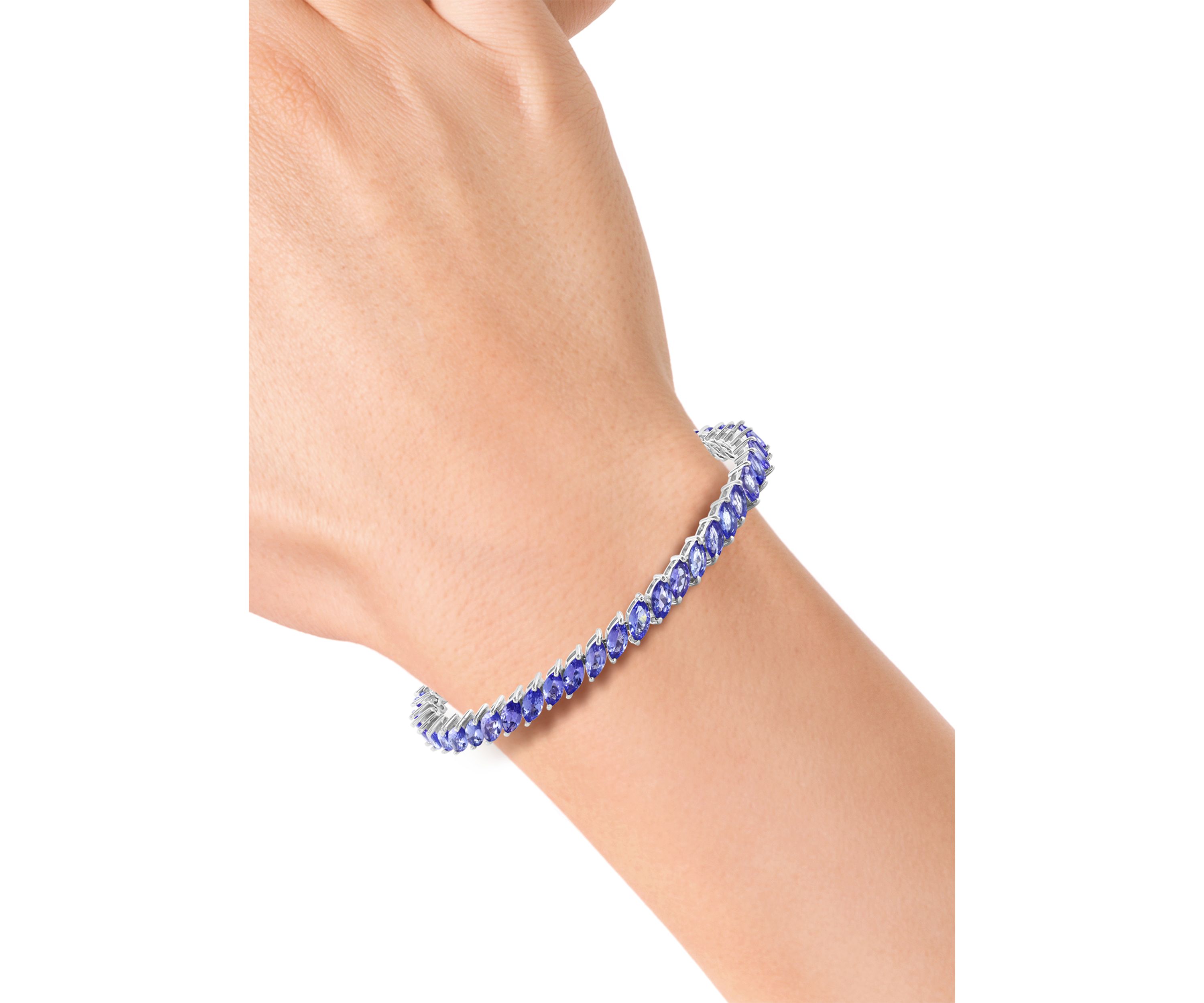 Marquise Tanzanite Tennis Bracelet in Sterling Silver