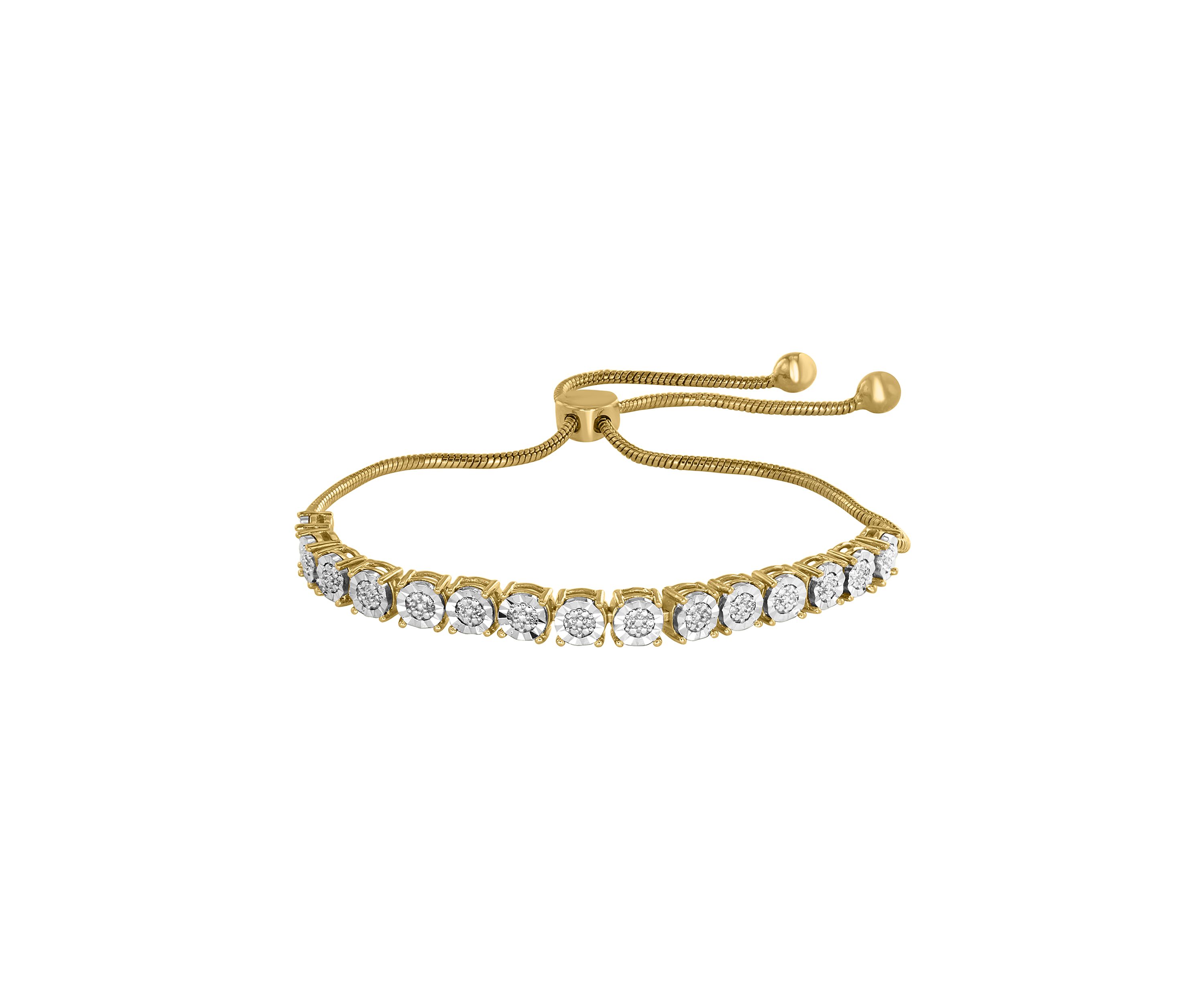 1/10 ct. t.w. Diamond Bolo Bracelet in Gold Over Silver 