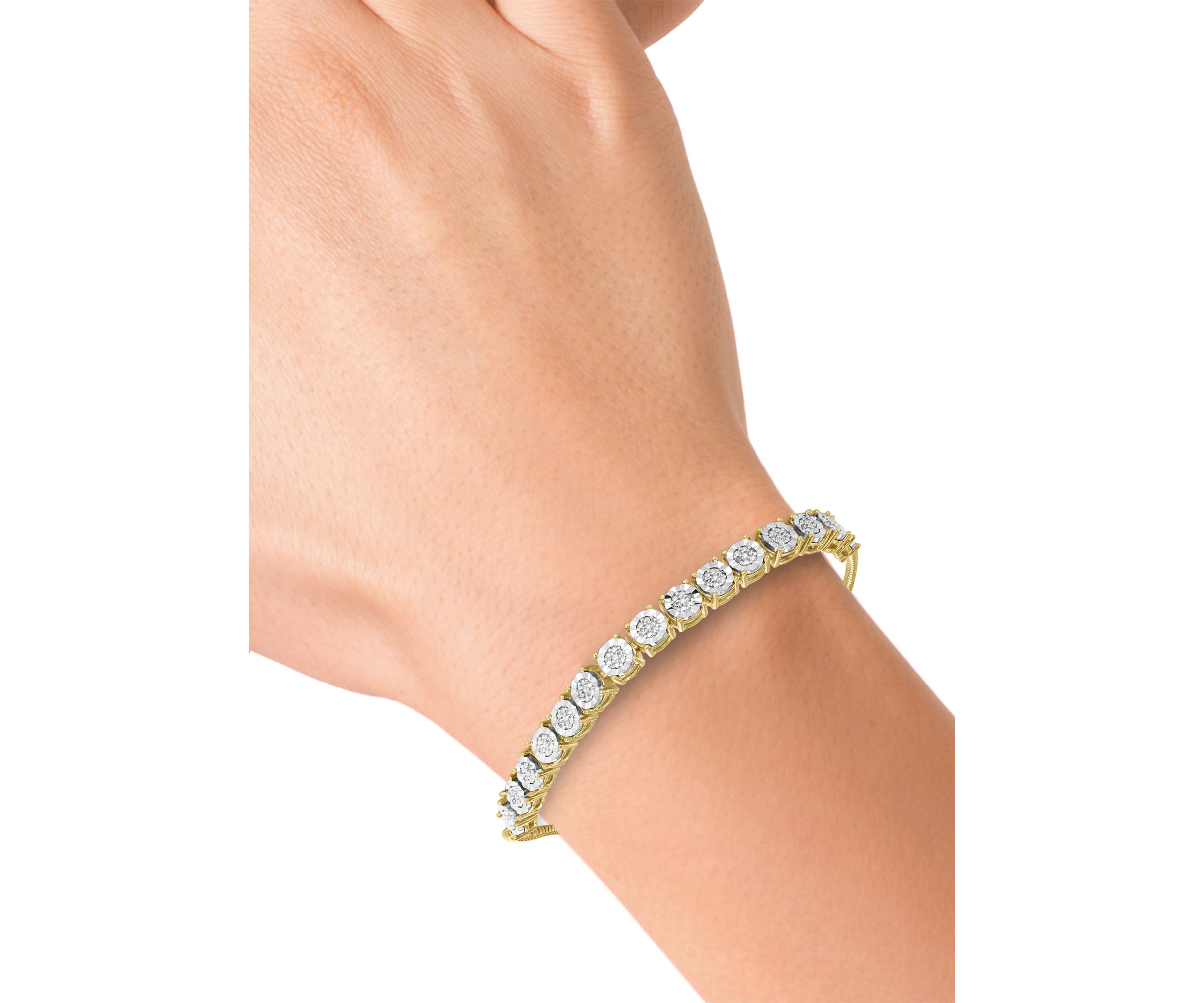 1/10 ct. t.w. Diamond Bolo Bracelet in Gold Over Silver 