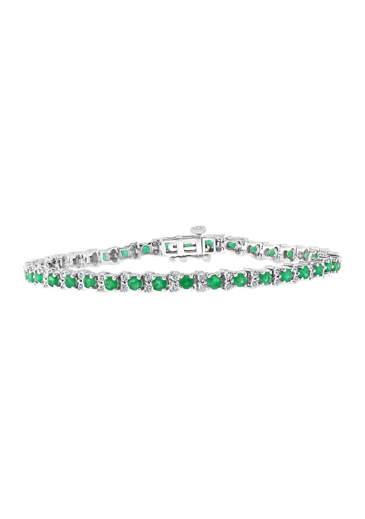 2.99 ct. t.w. Emerald and 1/5 ct. t.w. Diamond Tennis Bracelet in Sterling Silver