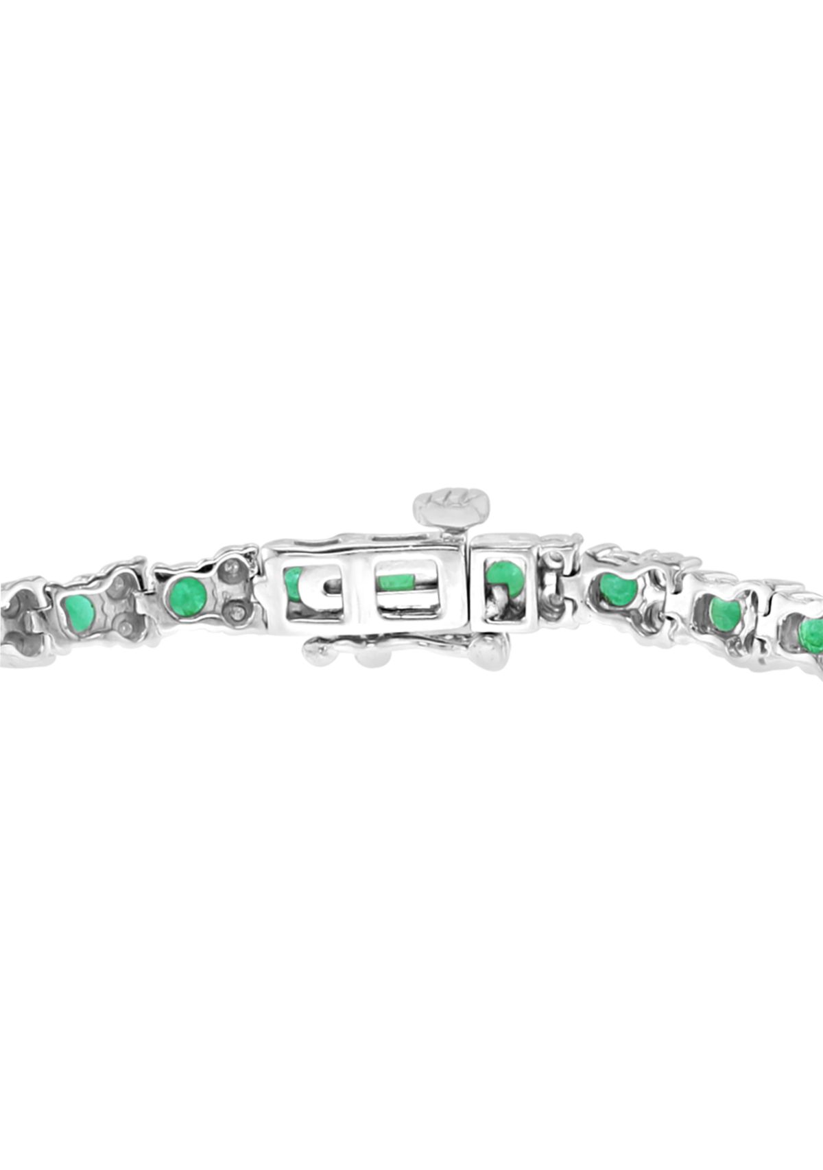 2.99 ct. t.w. Emerald and 1/5 ct. t.w. Diamond Tennis Bracelet in Sterling Silver