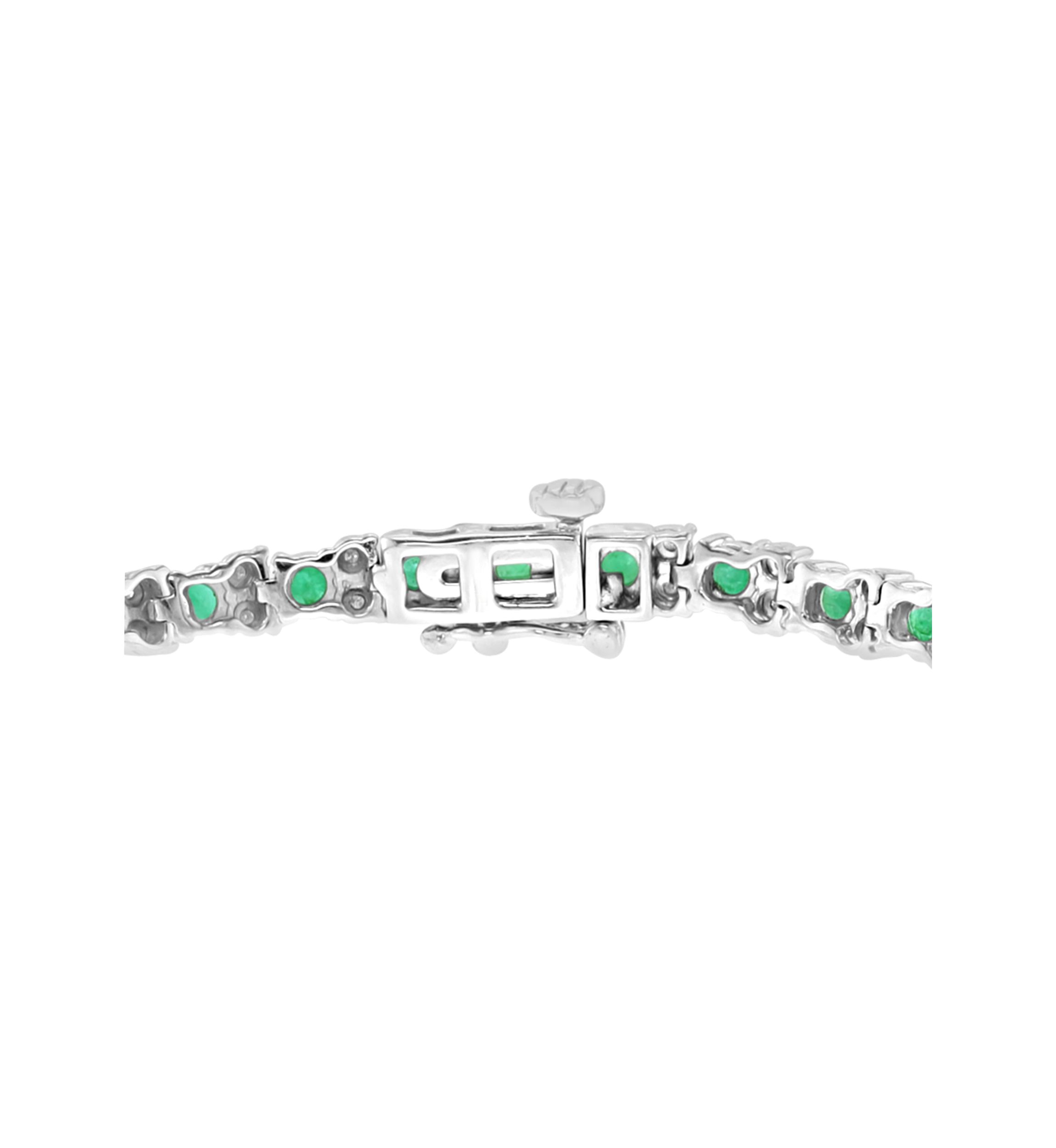 2.99 ct. t.w. Emerald and 1/5 ct. t.w. Diamond Tennis Bracelet in Sterling Silver
