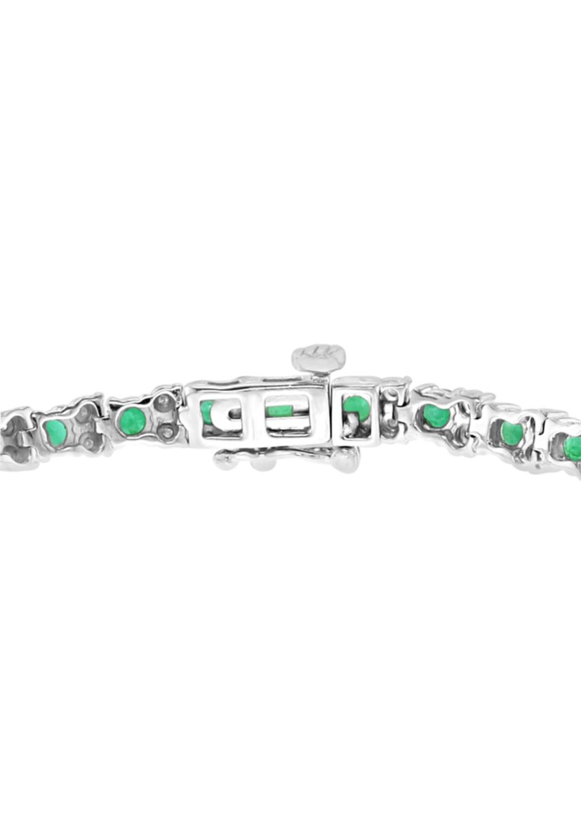2.99 ct. t.w. Emerald and 1/5 ct. t.w. Diamond Tennis Bracelet in Sterling Silver