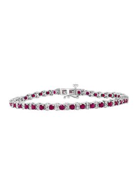 Effy 3.87 ct. t.w. Natural Ruby and 1/5 ct. t.w. Diamond Tennis Bracelet in Sterling Silver -  5400452TBWEG90DRS