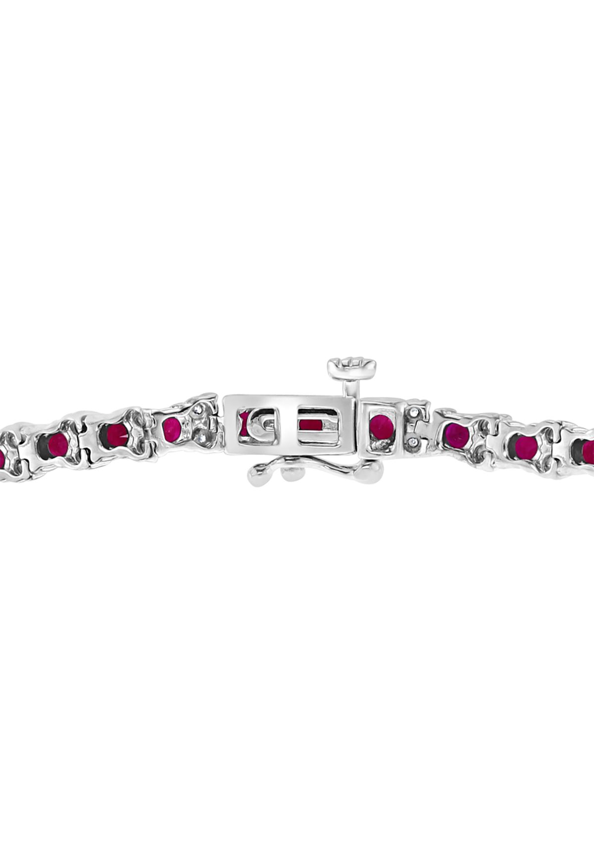 3.87 ct. t.w. Natural Ruby and 1/5 ct. t.w. Diamond Tennis Bracelet in Sterling Silver