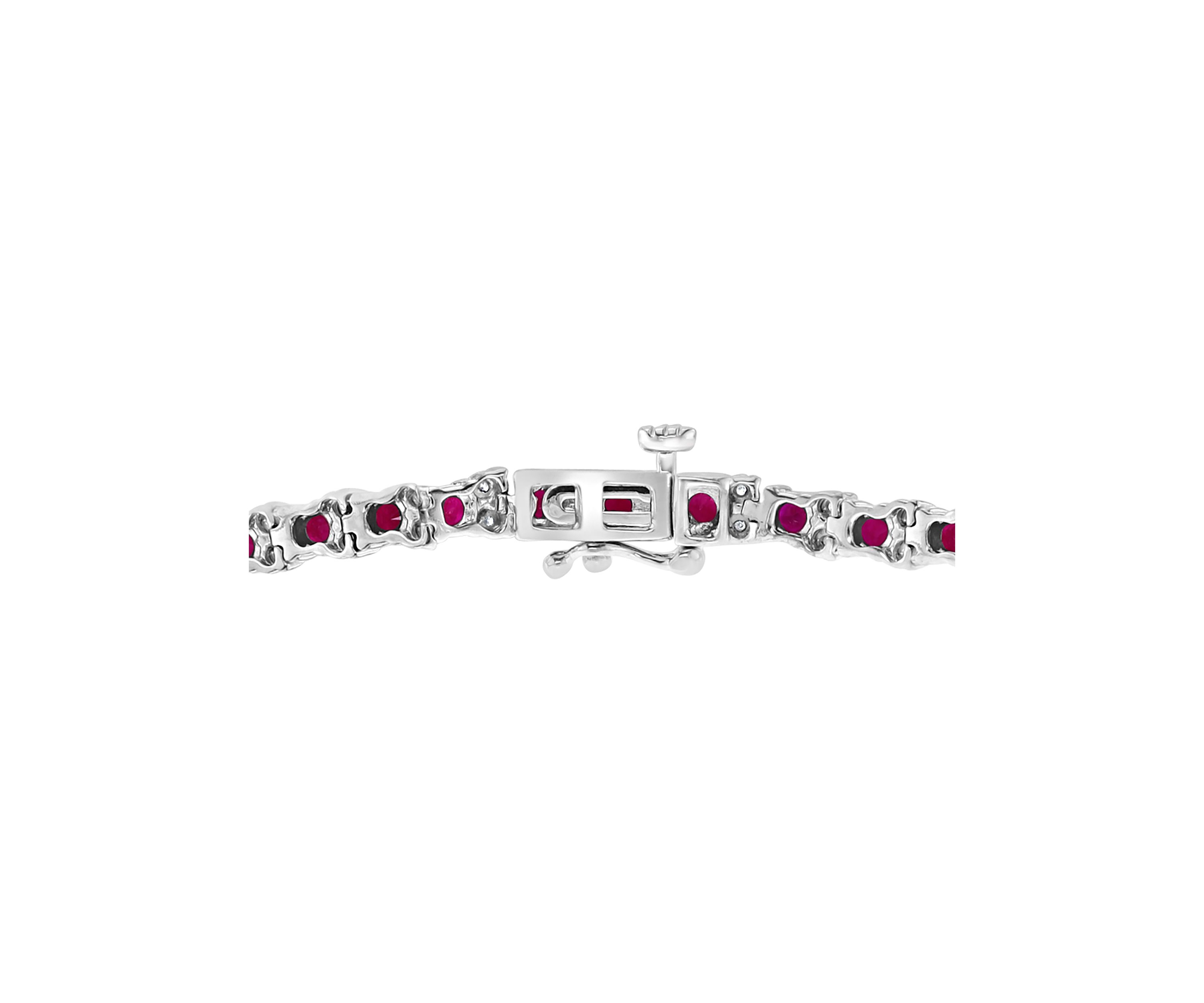 3.87 ct. t.w. Natural Ruby and 1/5 ct. t.w. Diamond Tennis Bracelet in Sterling Silver
