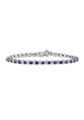 Effy 3.87 Ct. T.w. Sapphire And 1/5 Ct. T.w. Diamond Bracelet In Sterling Silver