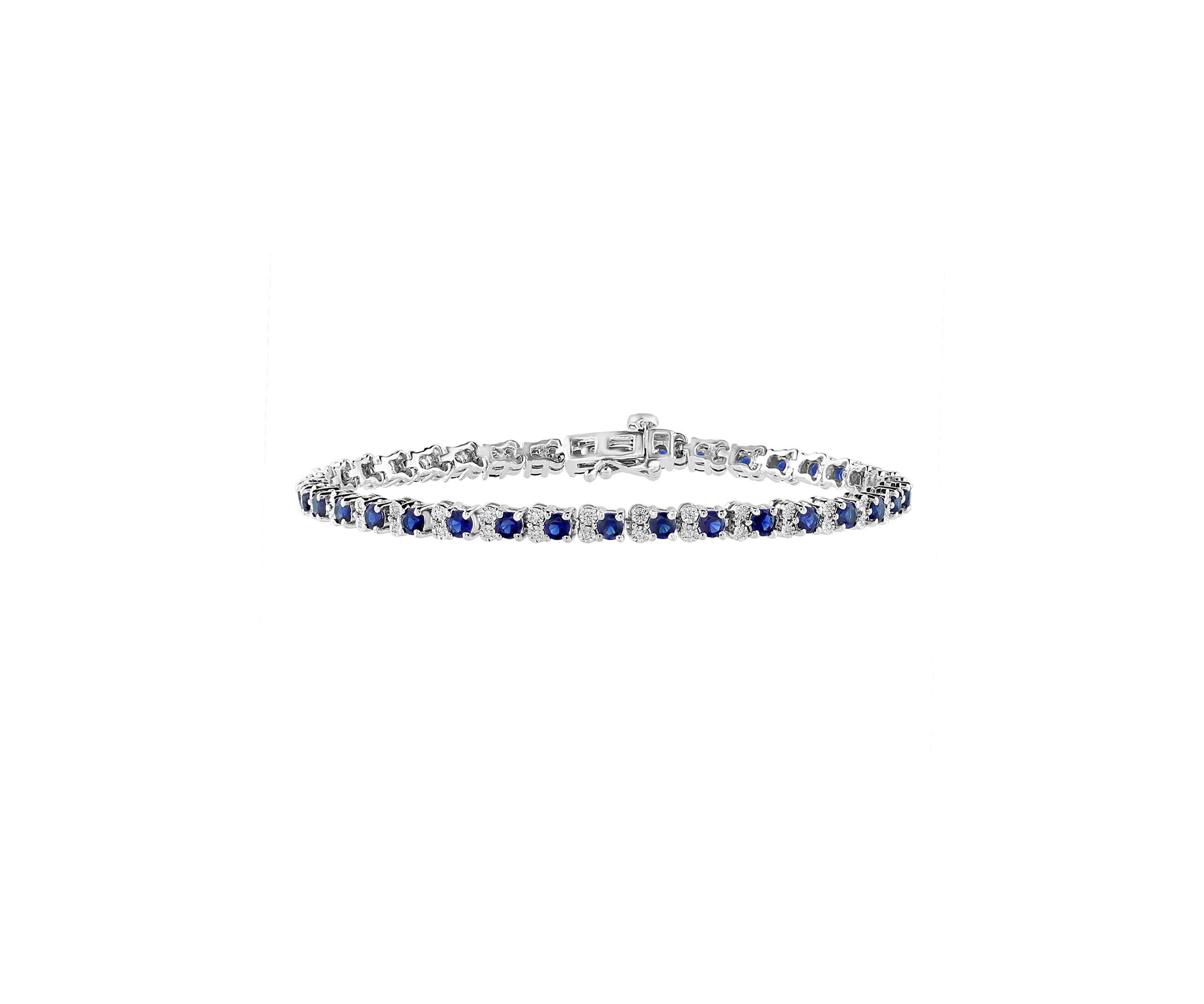  3.87 ct. t.w. Sapphire and 1/5 ct. t.w. Diamond Bracelet in Sterling Silver