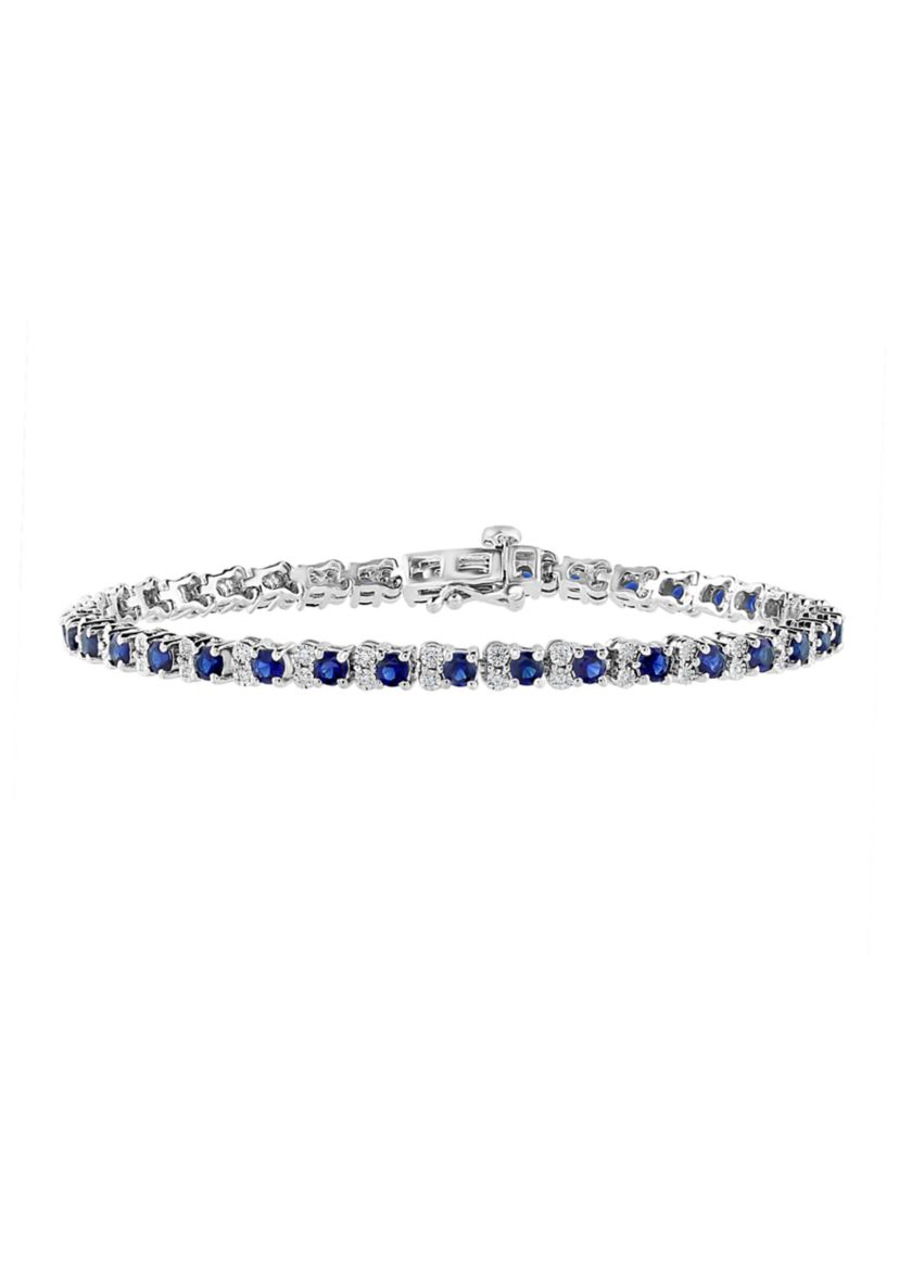  3.87 ct. t.w. Sapphire and 1/5 ct. t.w. Diamond Bracelet in Sterling Silver